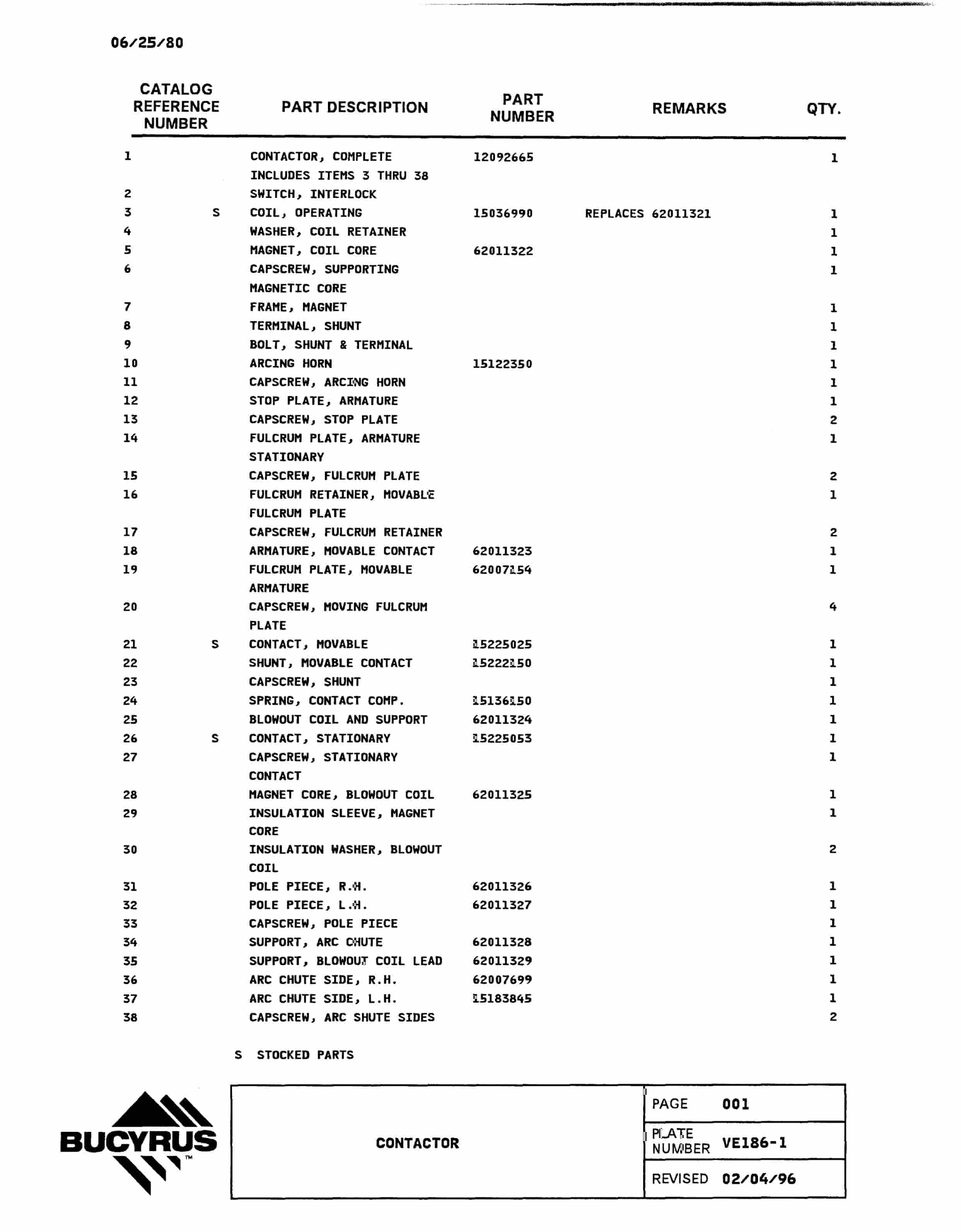 Bucyrus 2570W Parts Catalog BI005434-5