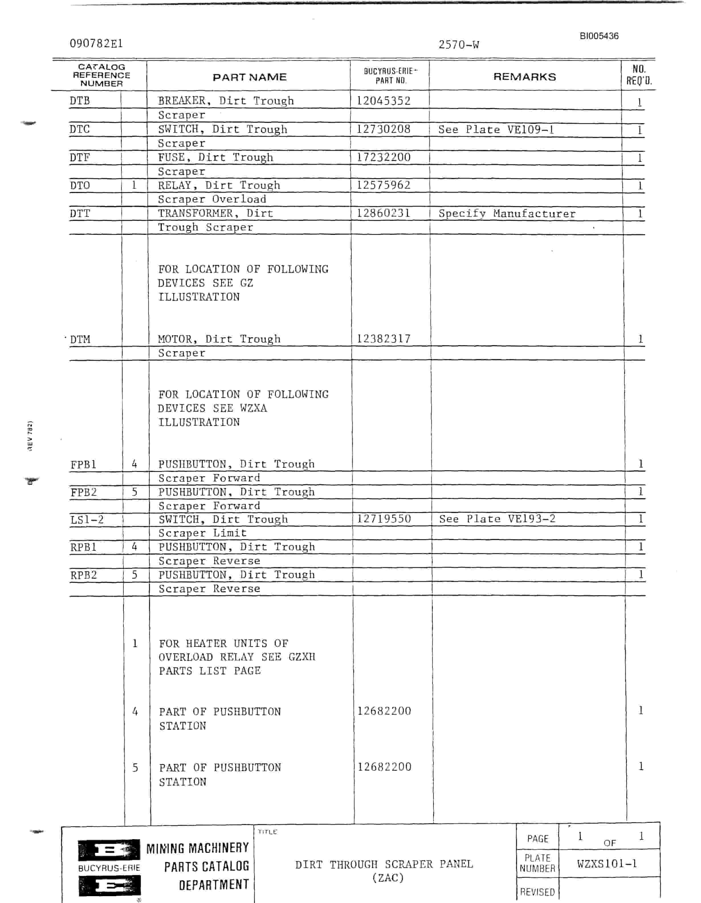 Bucyrus 2570W Parts Catalog BI005436-4