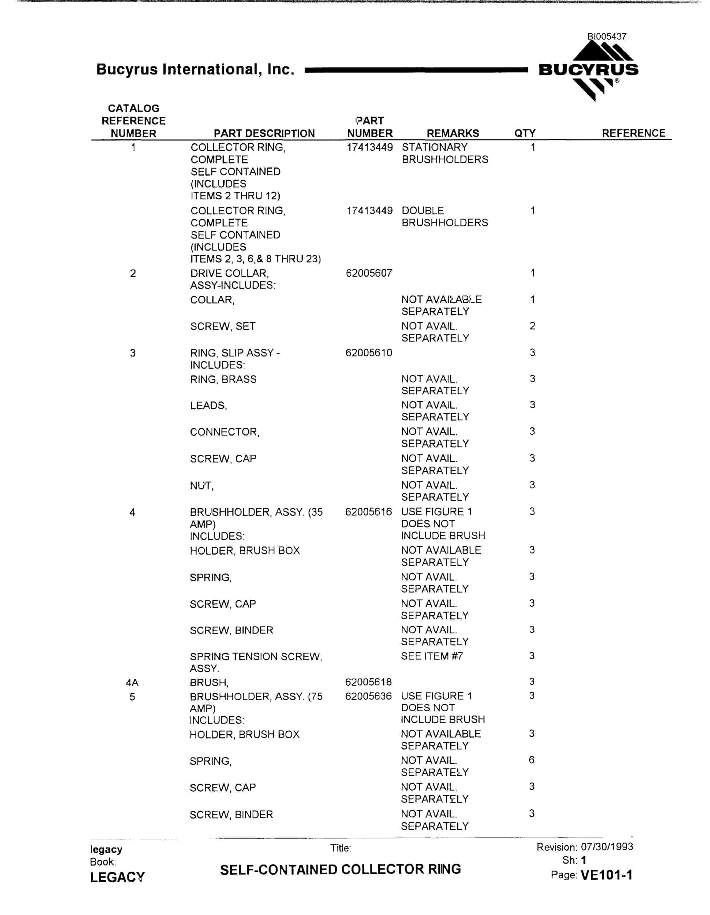 Bucyrus 2570W Parts Catalog BI005437-4