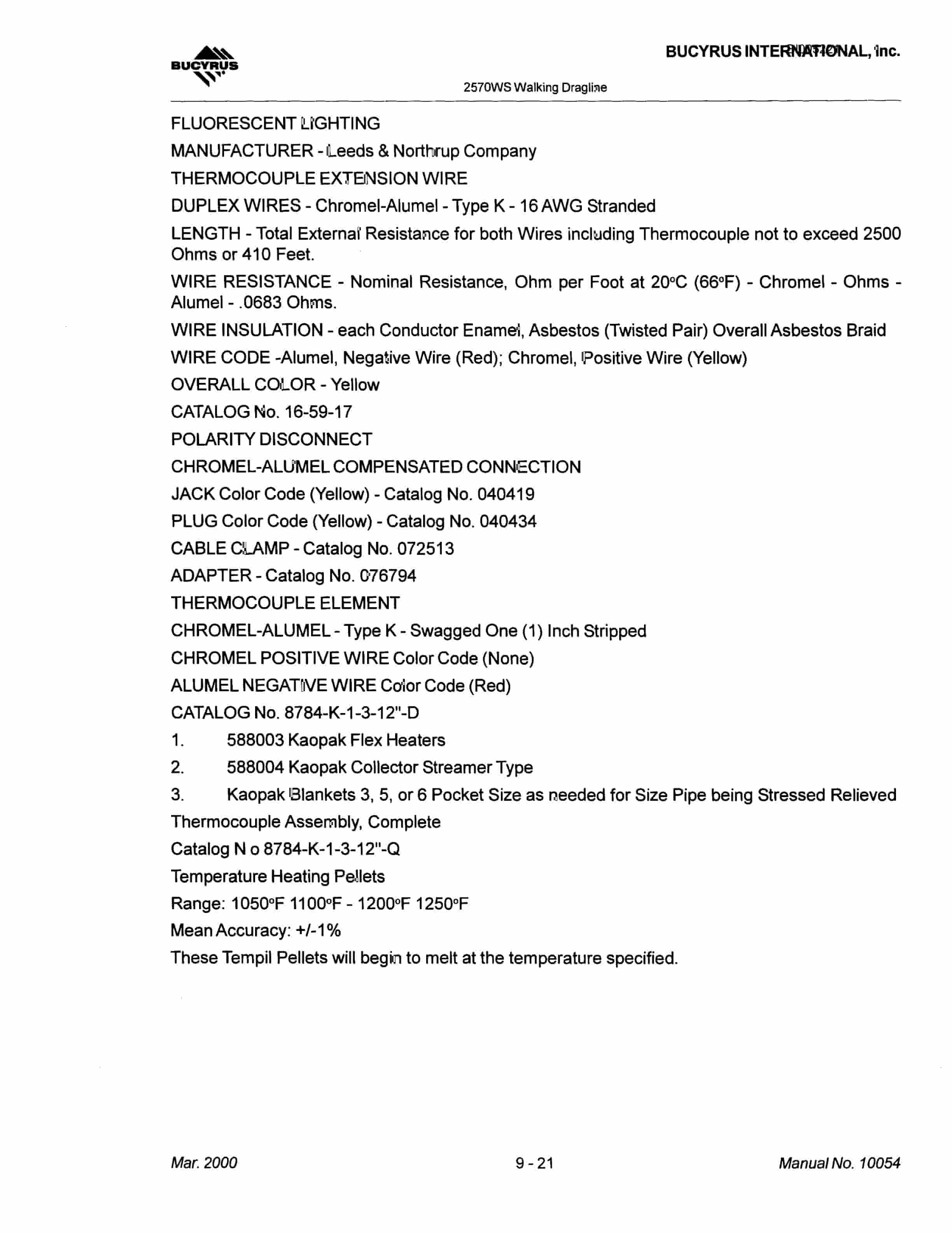 Bucyrus 2570WS Walking Dragline Parts Catalog BI005221-5