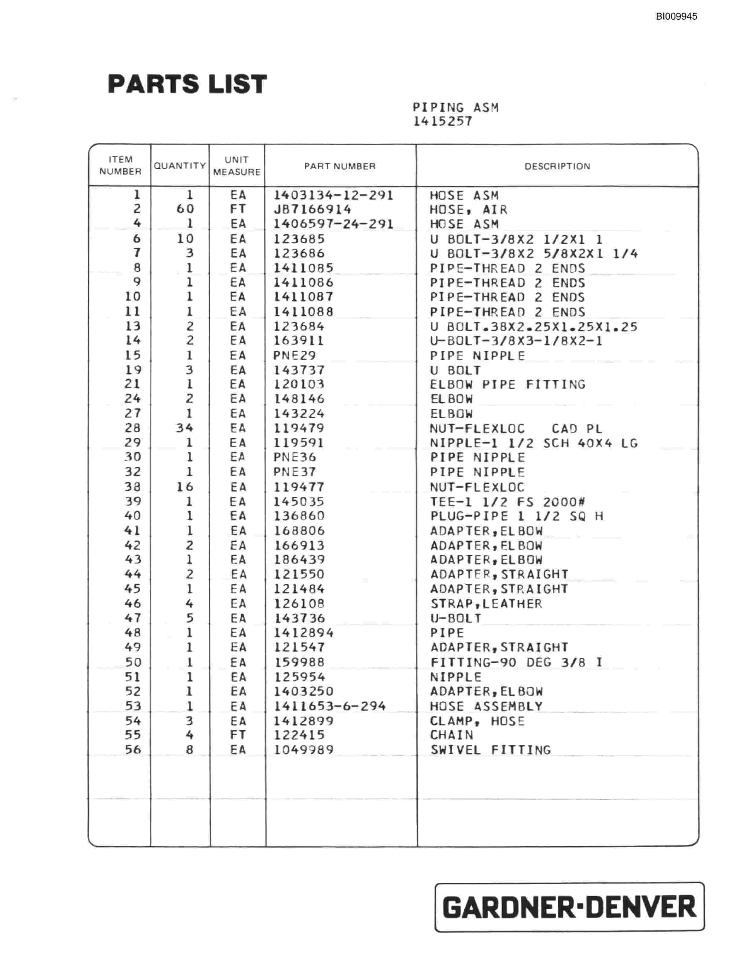 Bucyrus 25C Rotary Blasthole Drill Parts Catalog BI009945-2