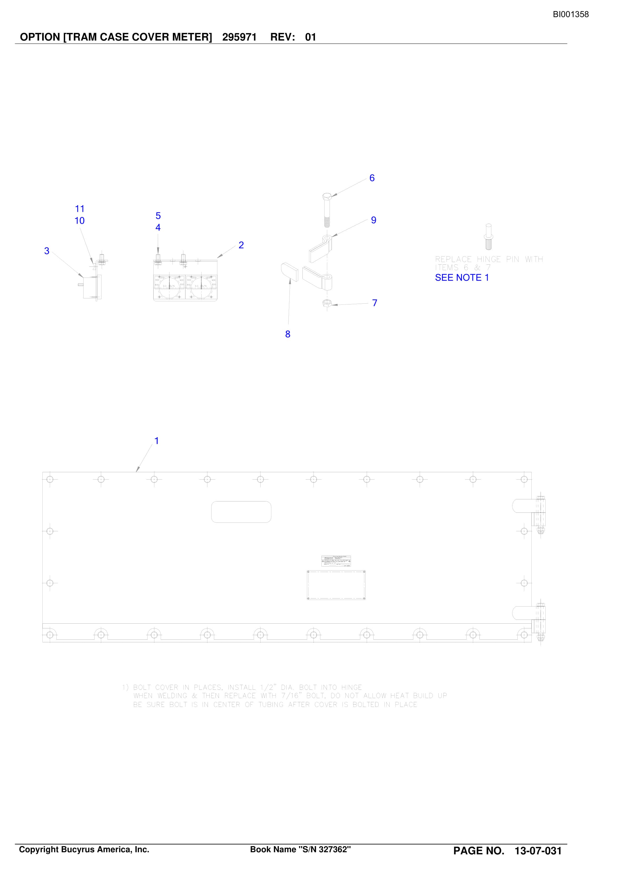Bucyrus 25M-3 Continuous Miner Spare Parts List BI001358-2