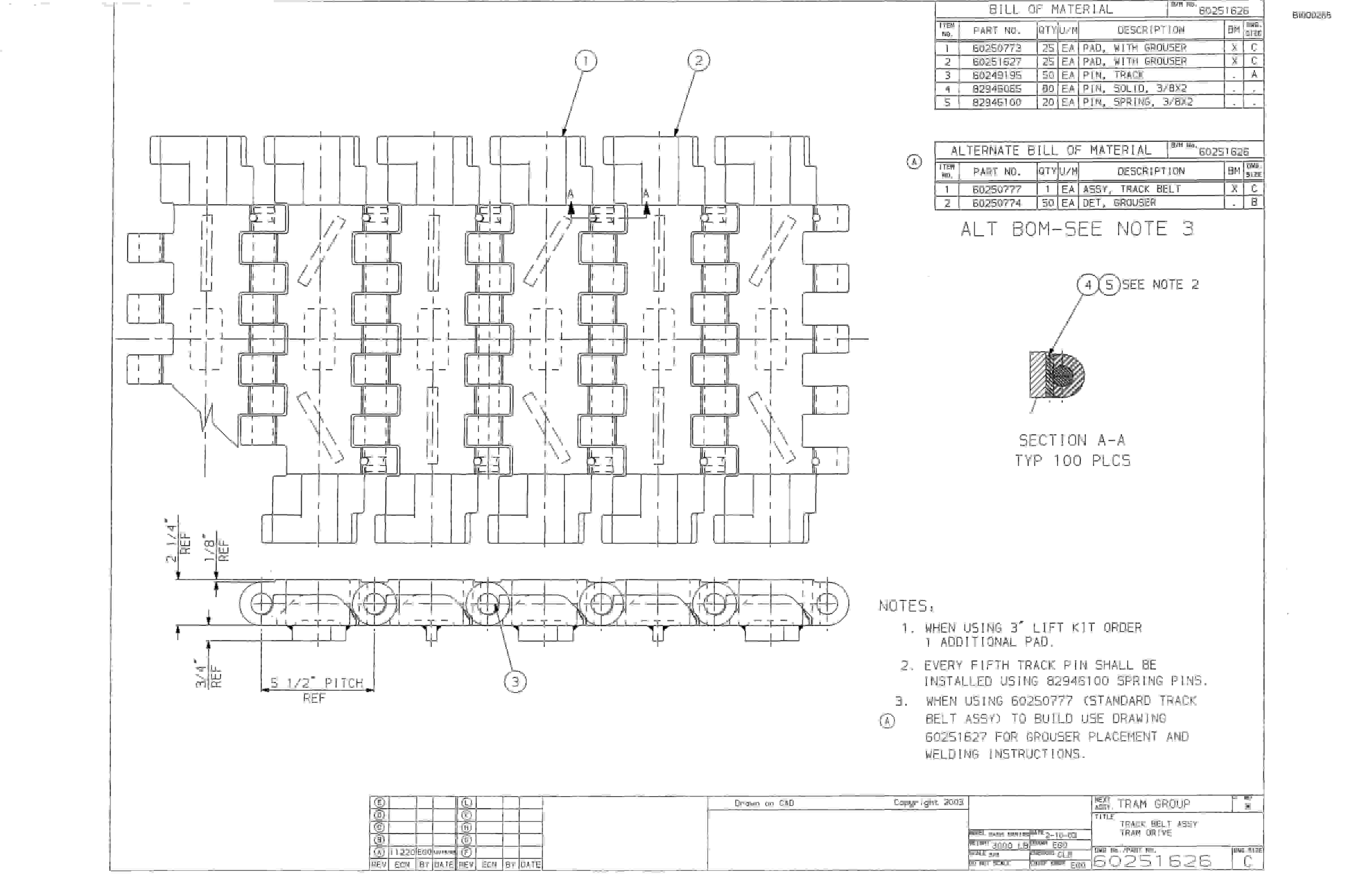 Bucyrus 25M0 Miner Parts Catalog BI000285-3