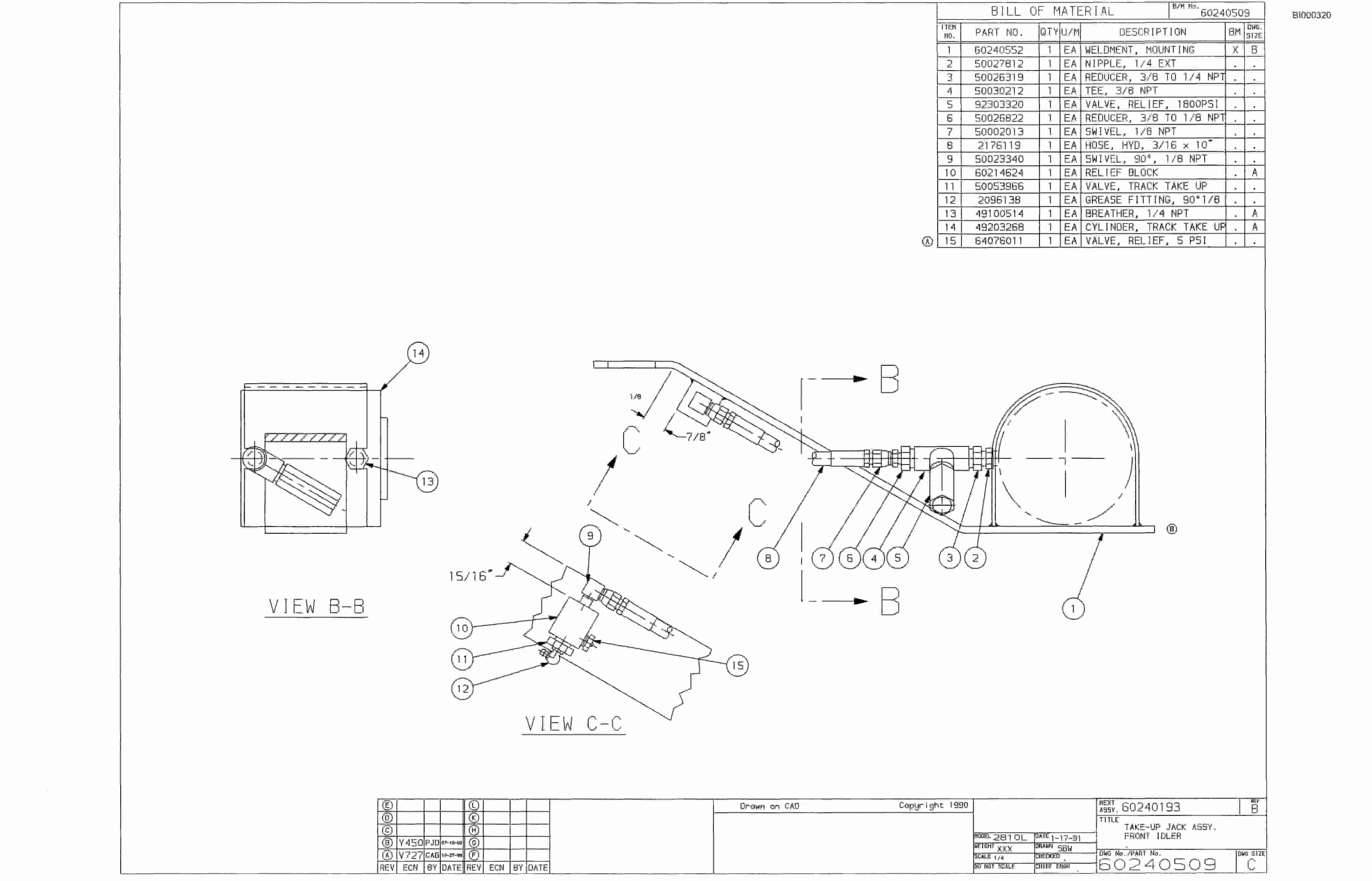 Bucyrus 25M2 Miner Parts Catalog BI000320-3