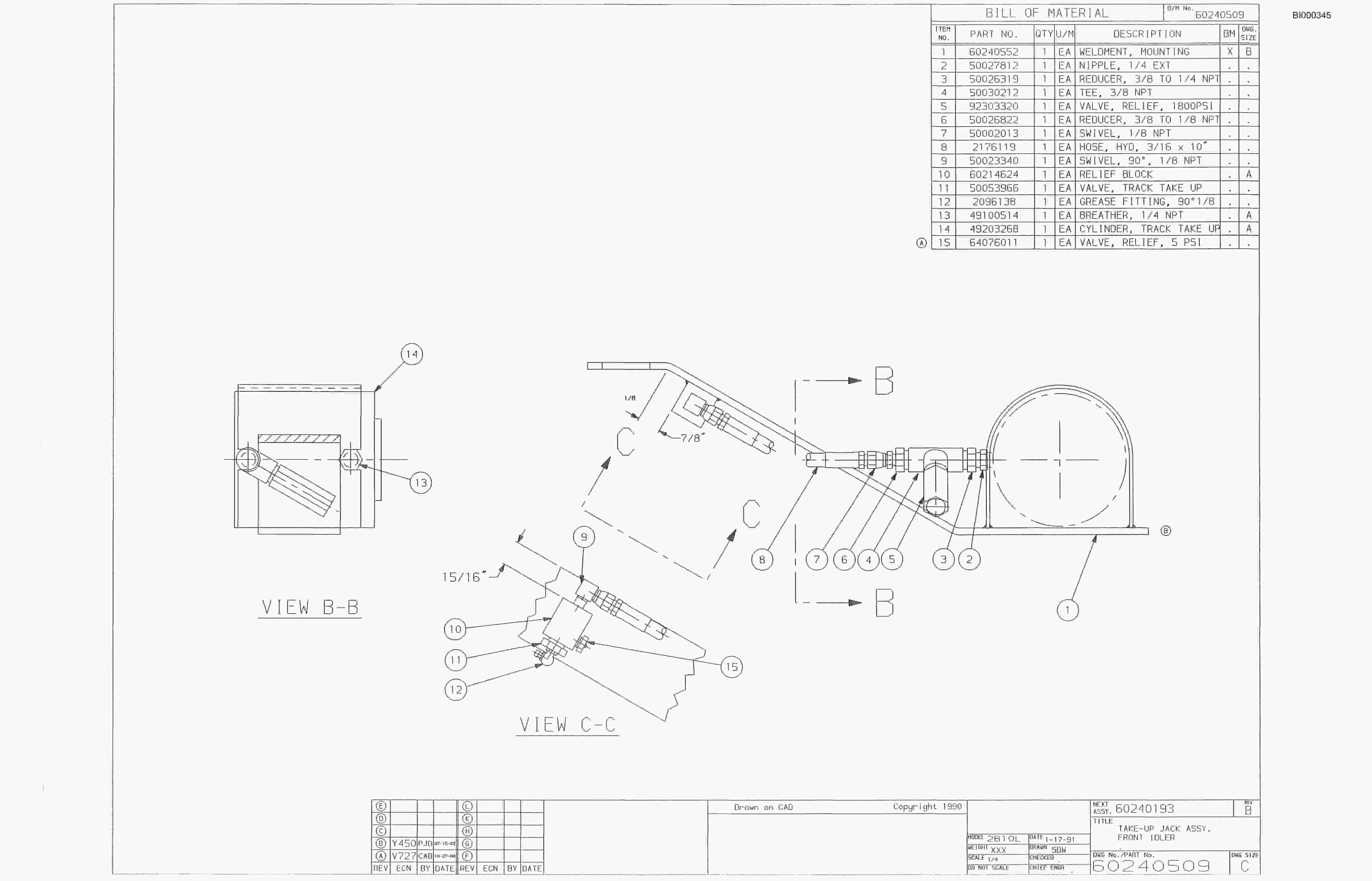 Bucyrus 25M2 Miner Parts Catalog BI000345-3