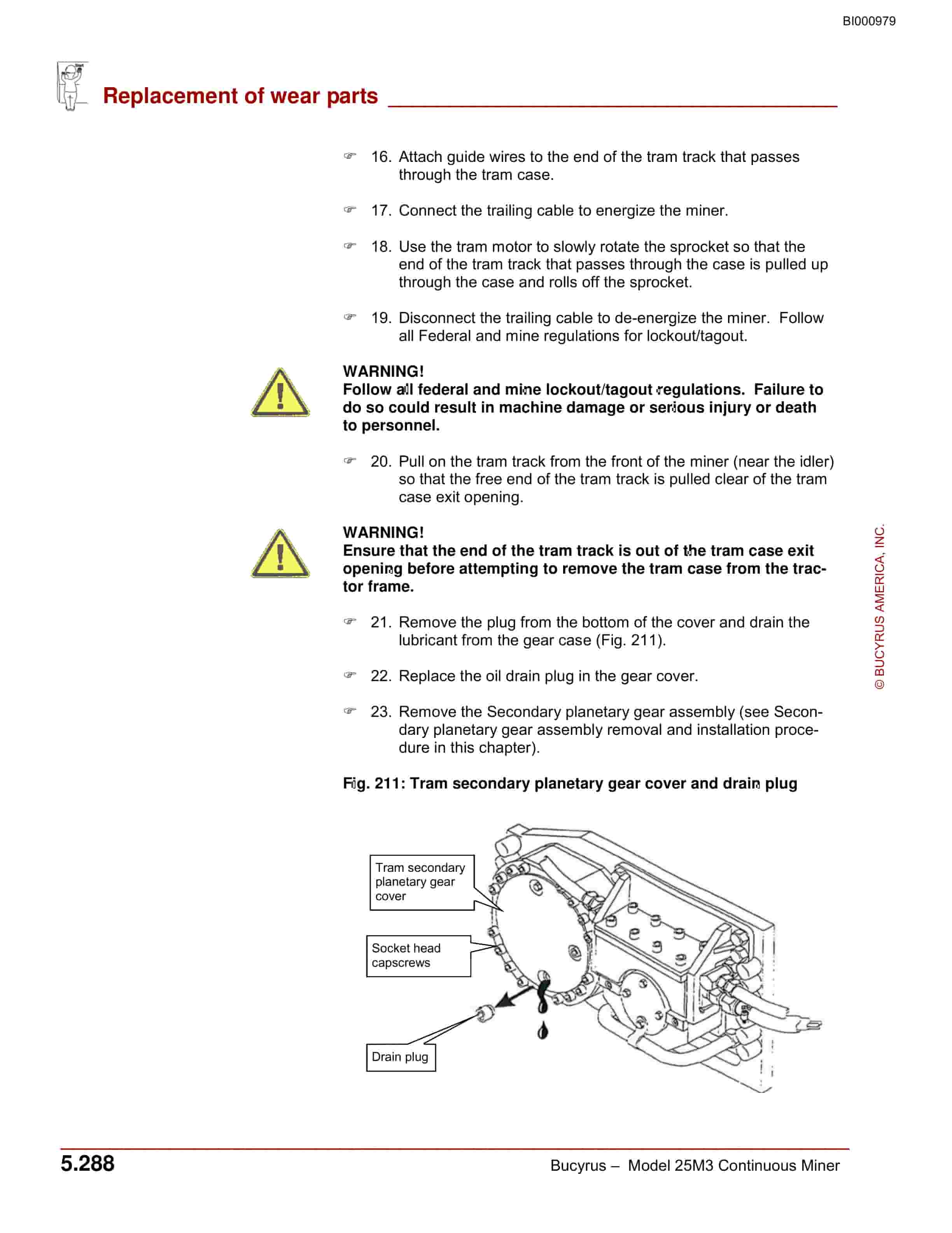 Bucyrus 25M3 Continuous Miner Operation Manual BI000979-5