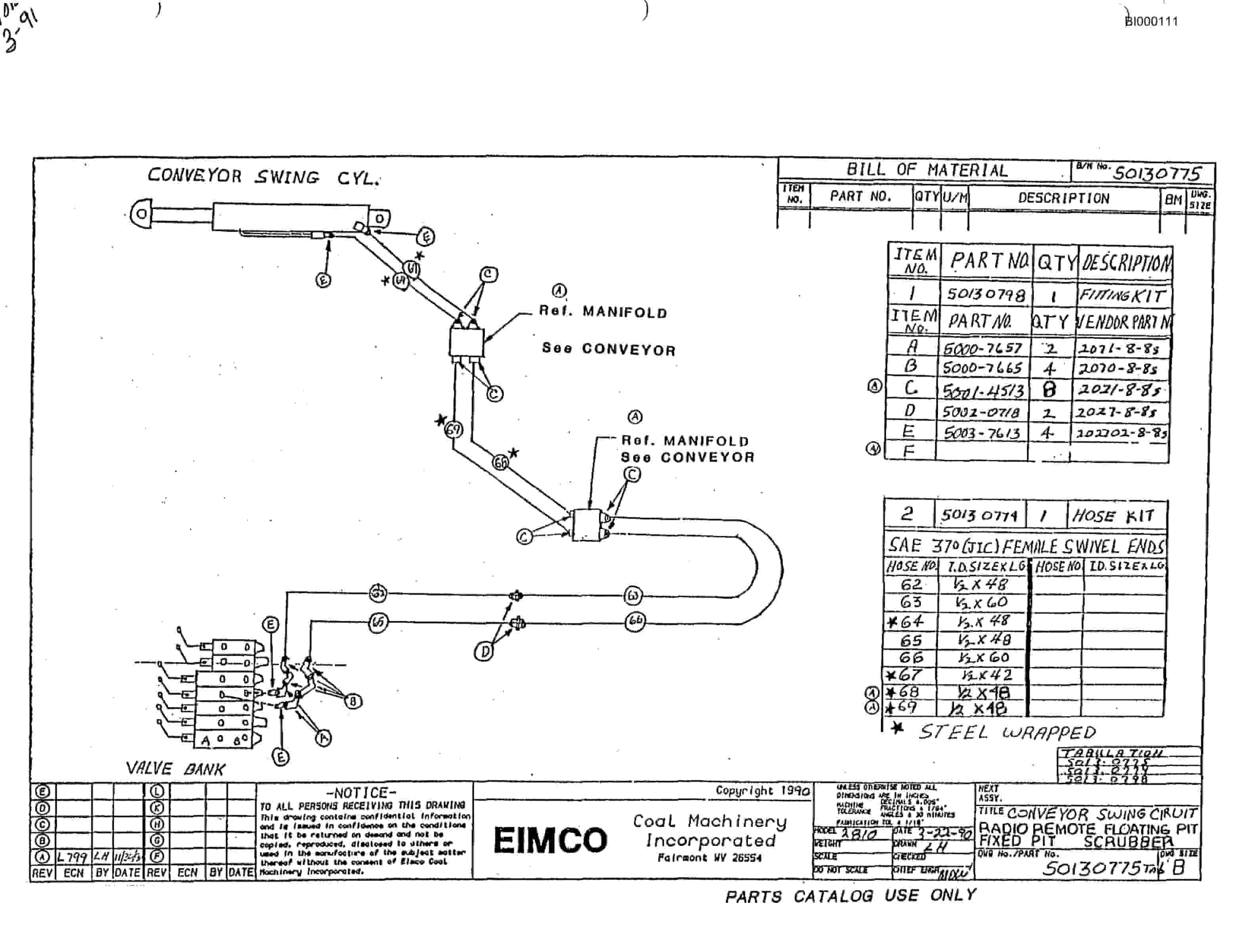 Bucyrus 2810-0 Miner Parts Catalog BI000111-2
