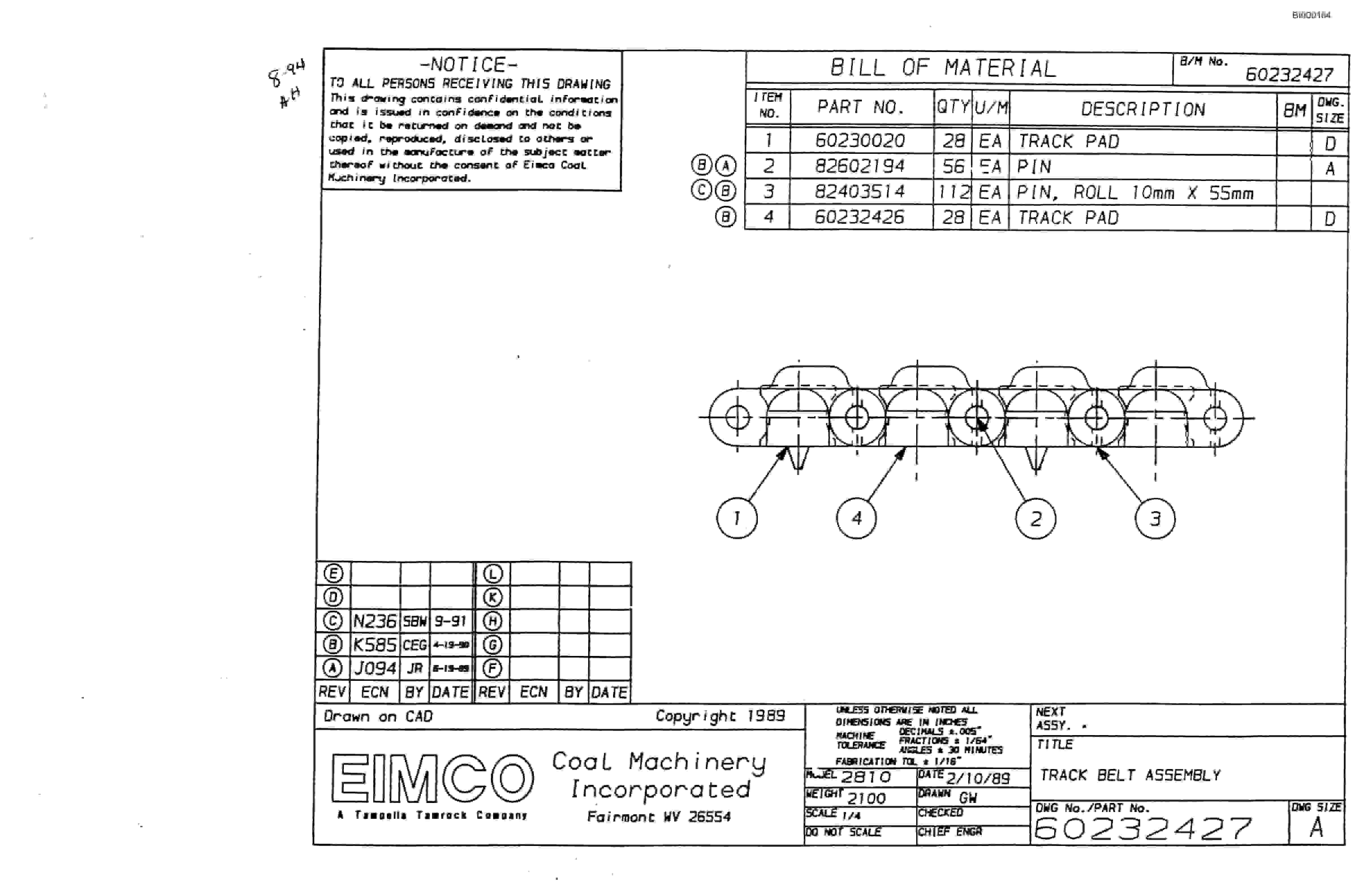 Bucyrus 2810-0 Miner Parts Catalog BI000164-4