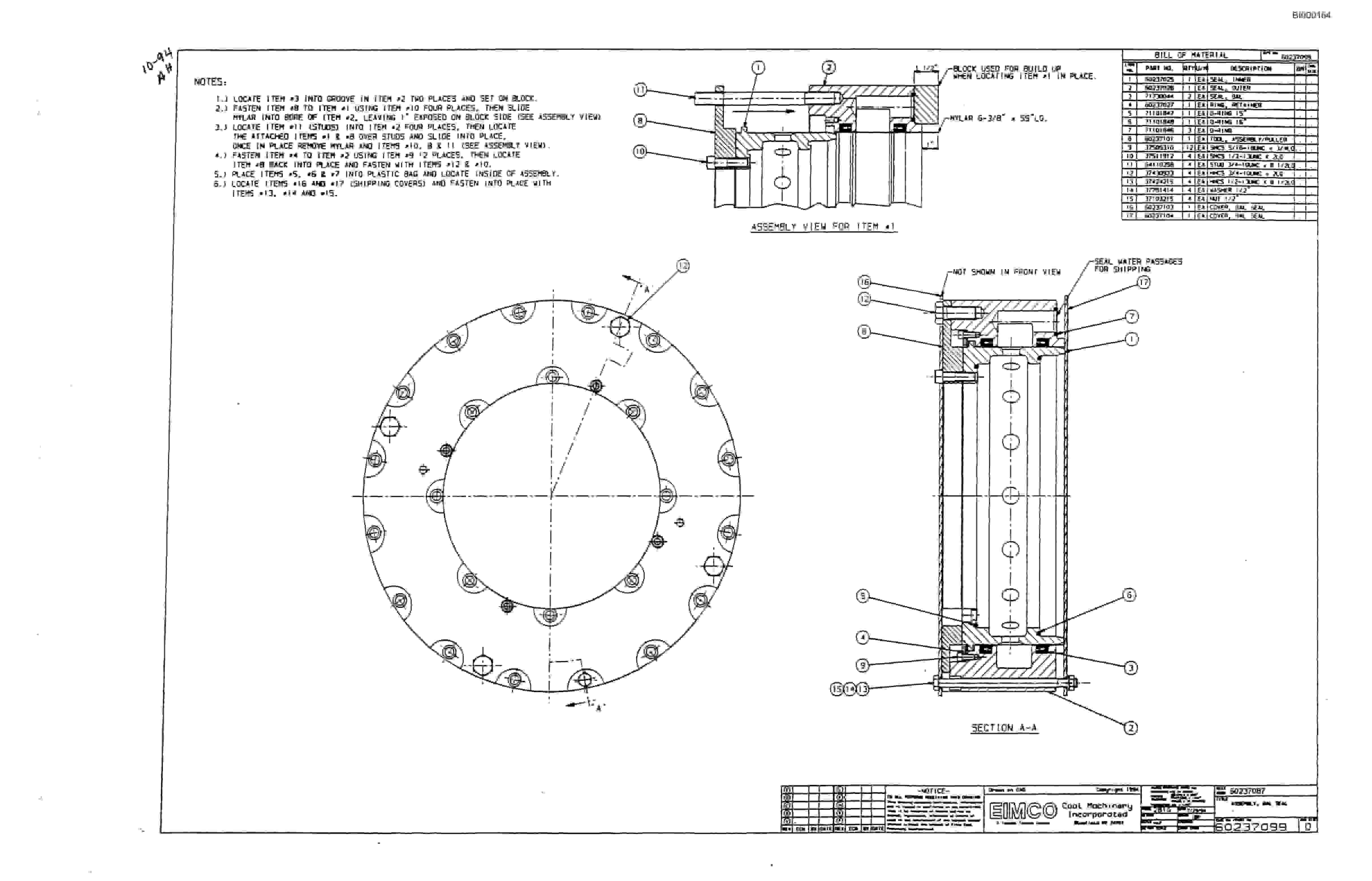 Bucyrus 2810-0 Miner Parts Catalog BI000164-5
