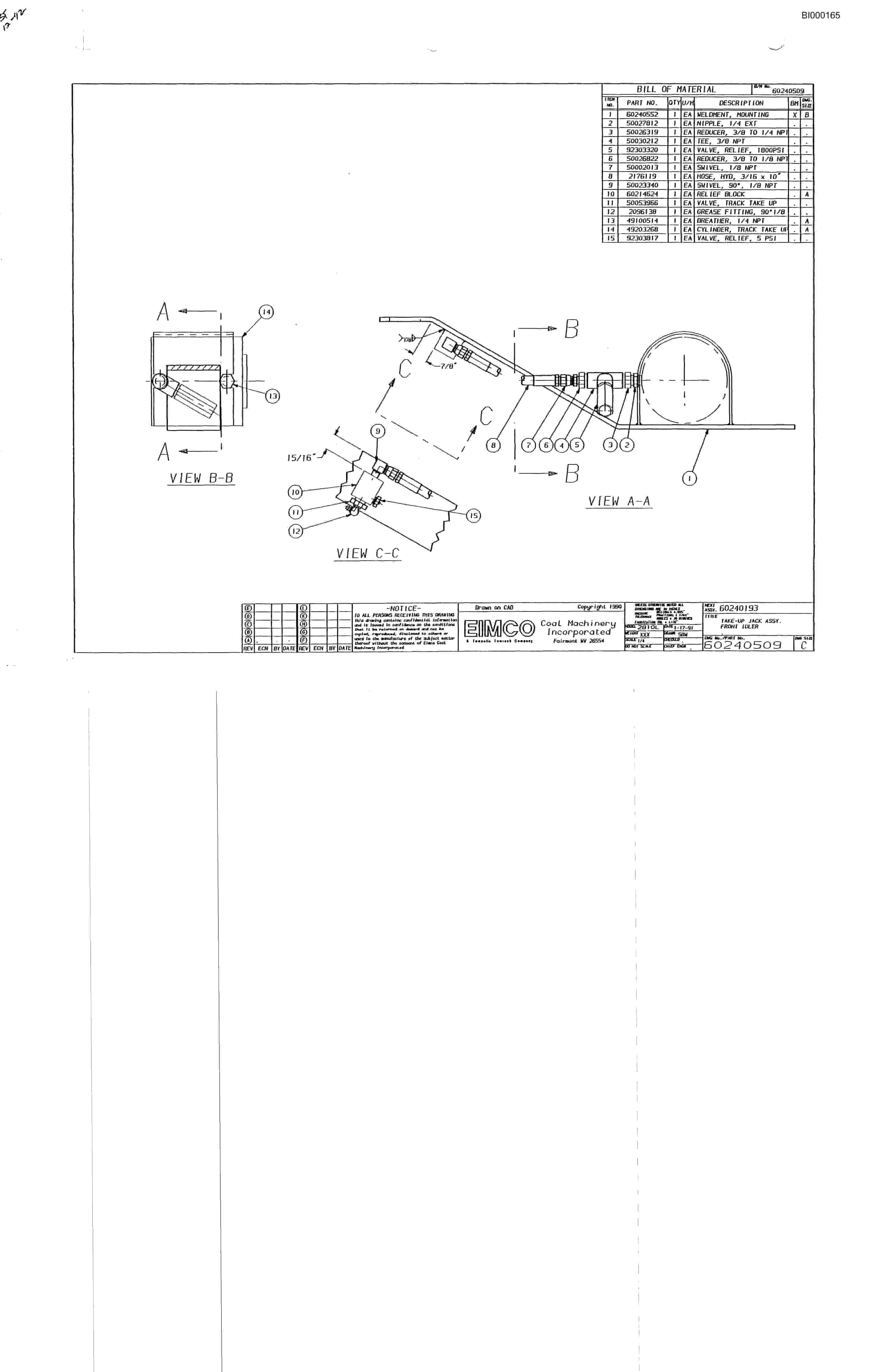 Bucyrus 2810-0 Miner Parts Catalog BI000165-3