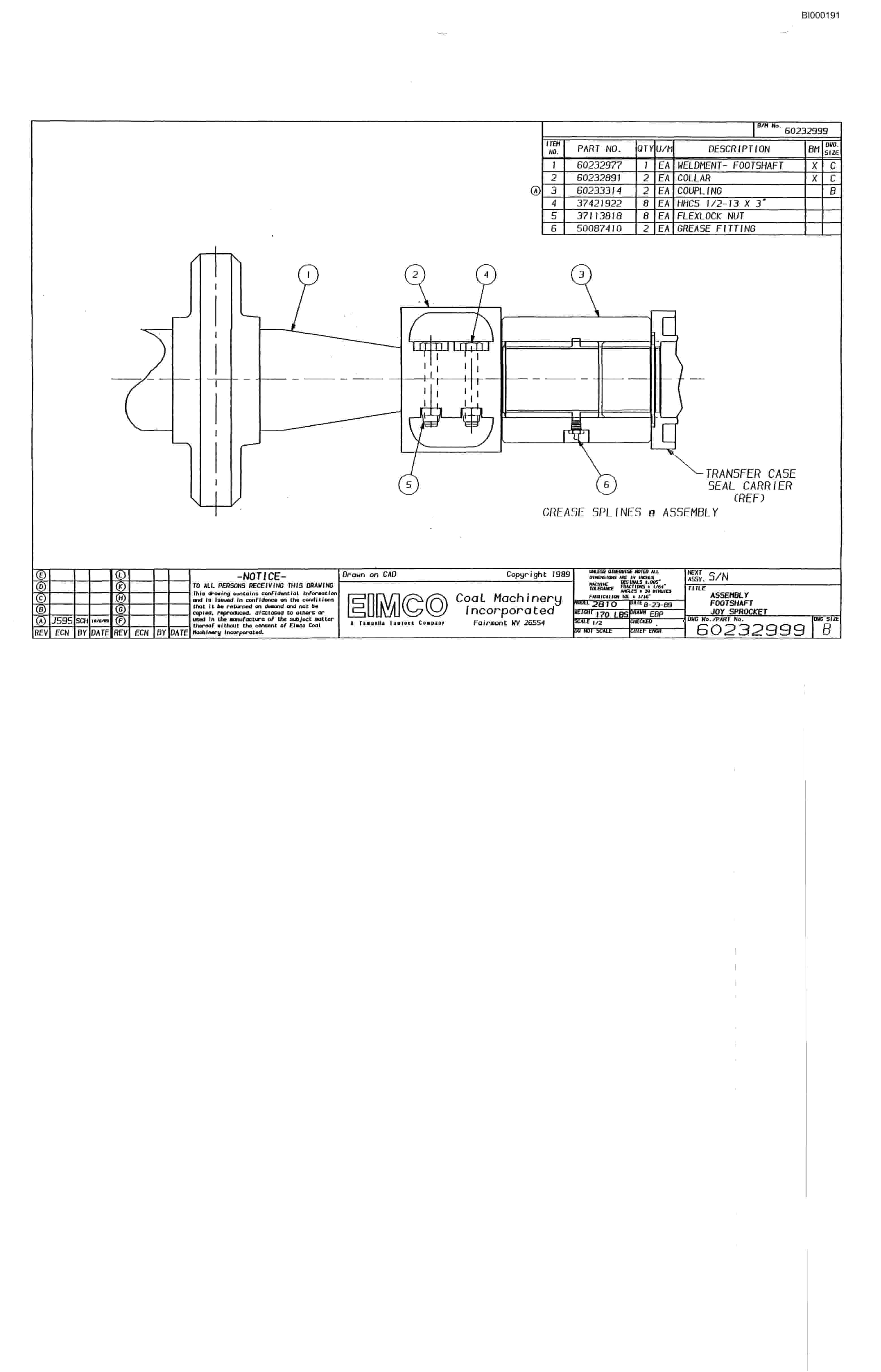 Bucyrus 2810-0 Miner Parts Catalog BI000191-3