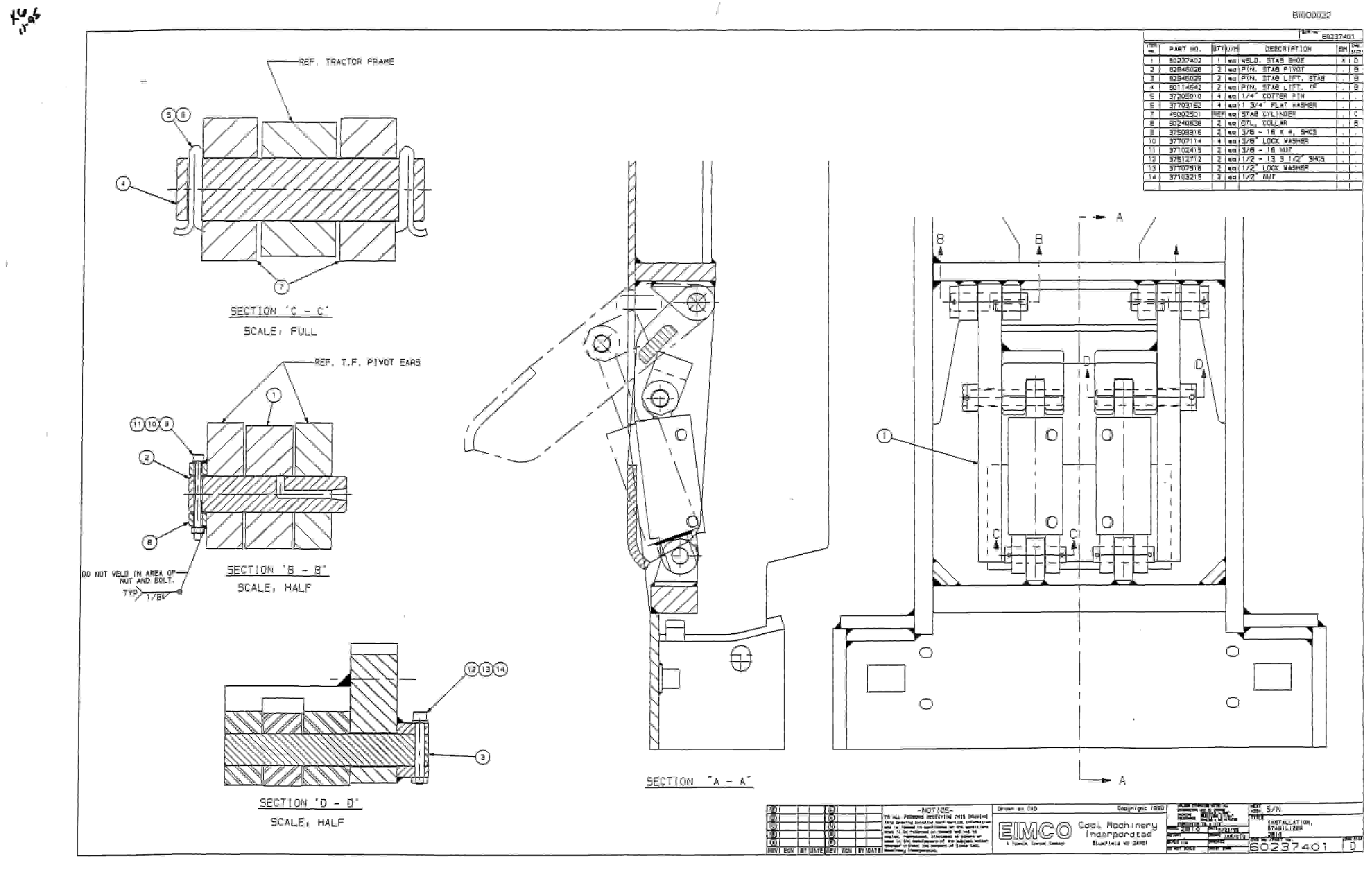 Bucyrus 2810-0 Wethead Miner Parts Catalog BI000022 70880154-4