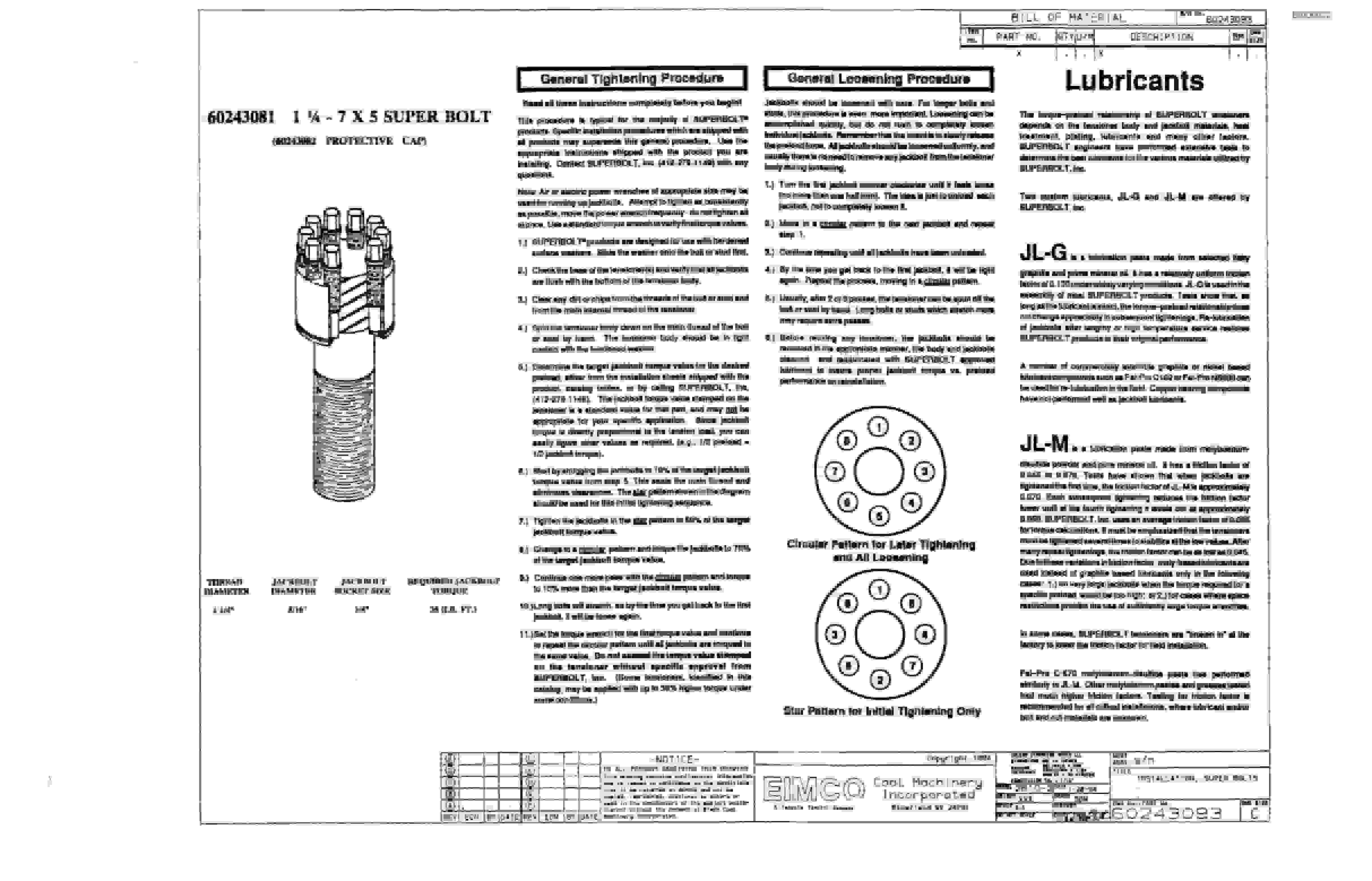 Bucyrus 2810-0 Wethead Miner Parts Catalog BI000022 70880154-5