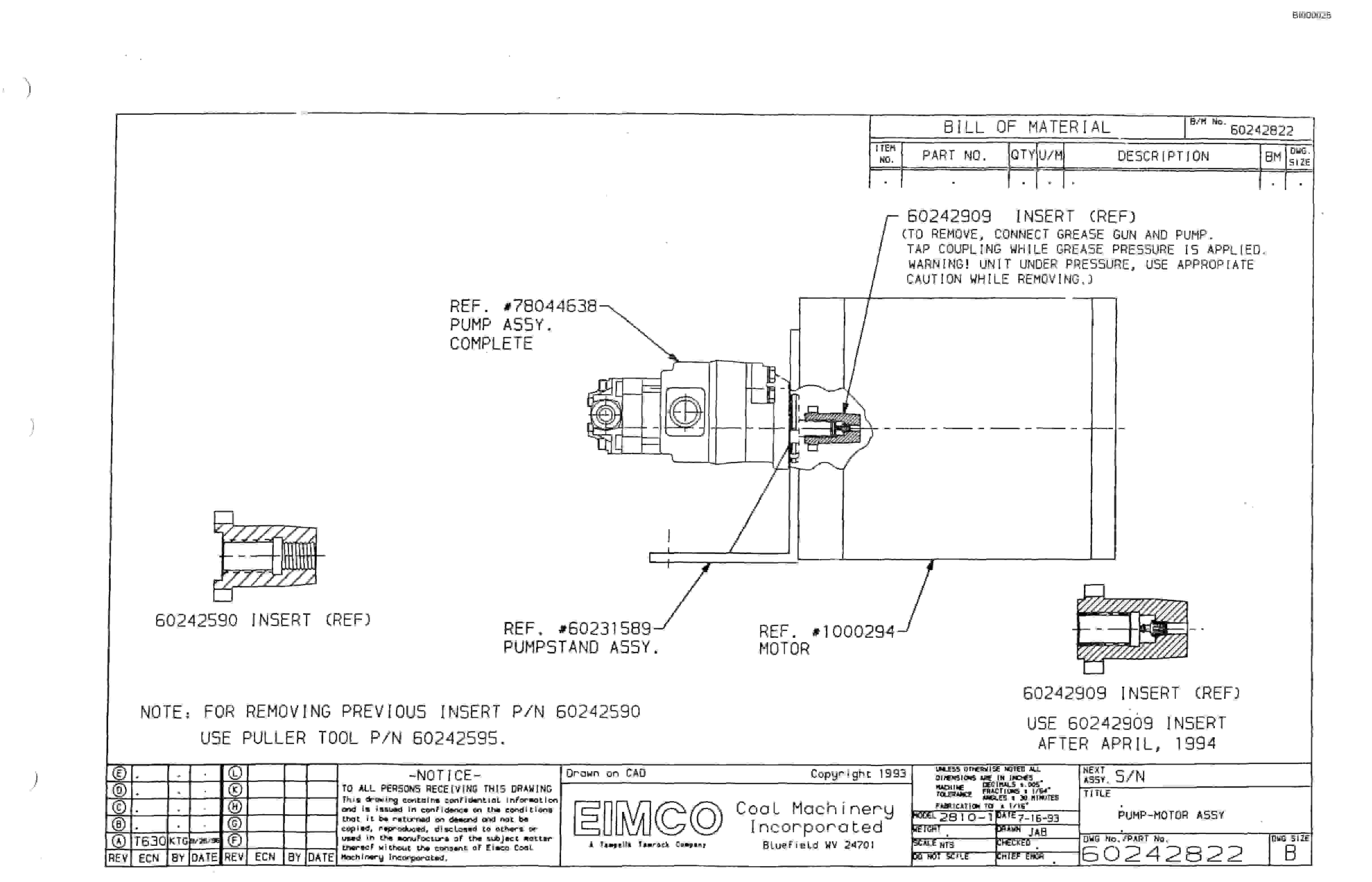 Bucyrus 2810-0 Wethead Miner Parts Catalog BI000025 70880154-2