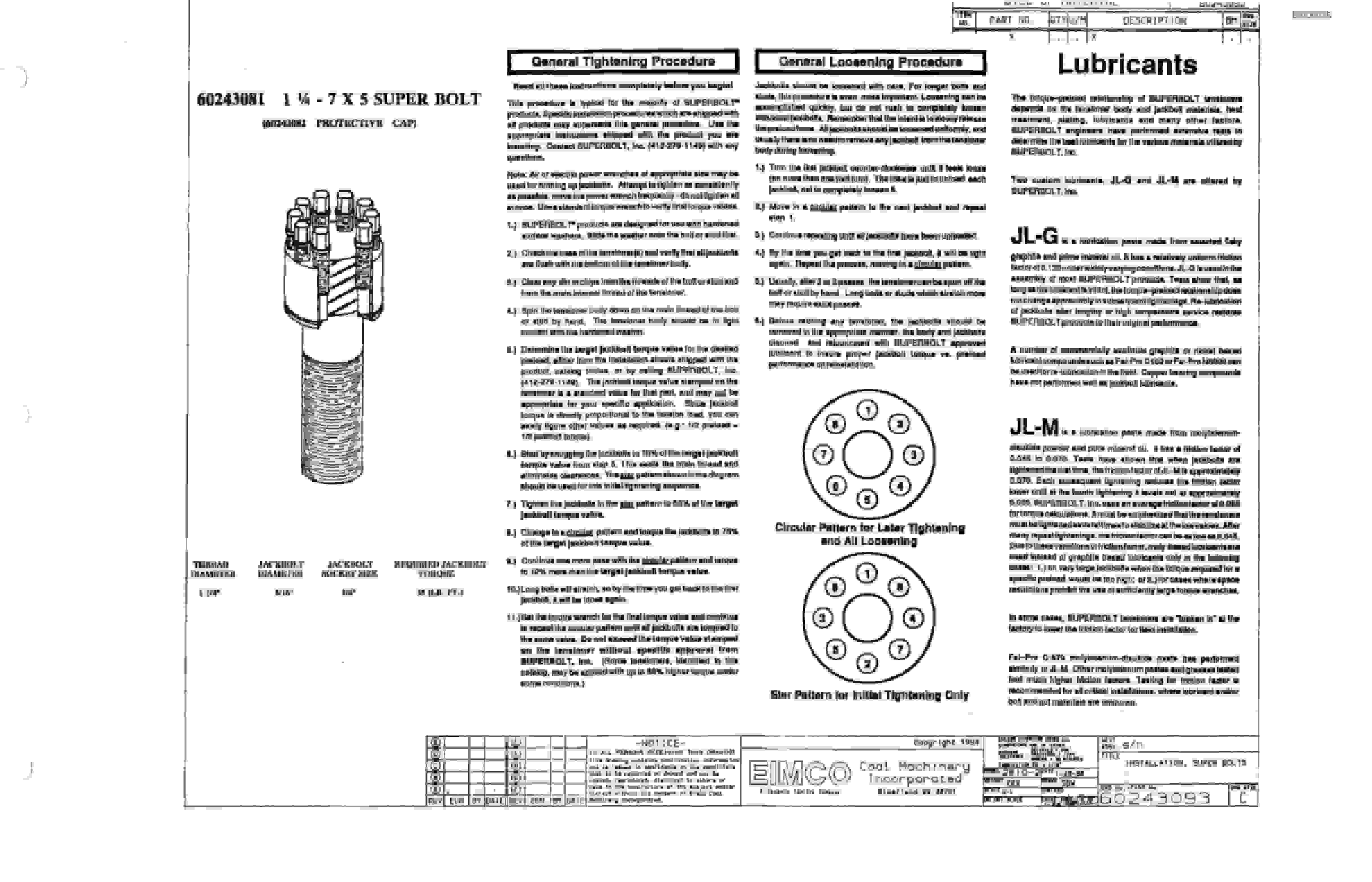 Bucyrus 2810-0 Wethead Miner Parts Catalog BI000025 70880154-5