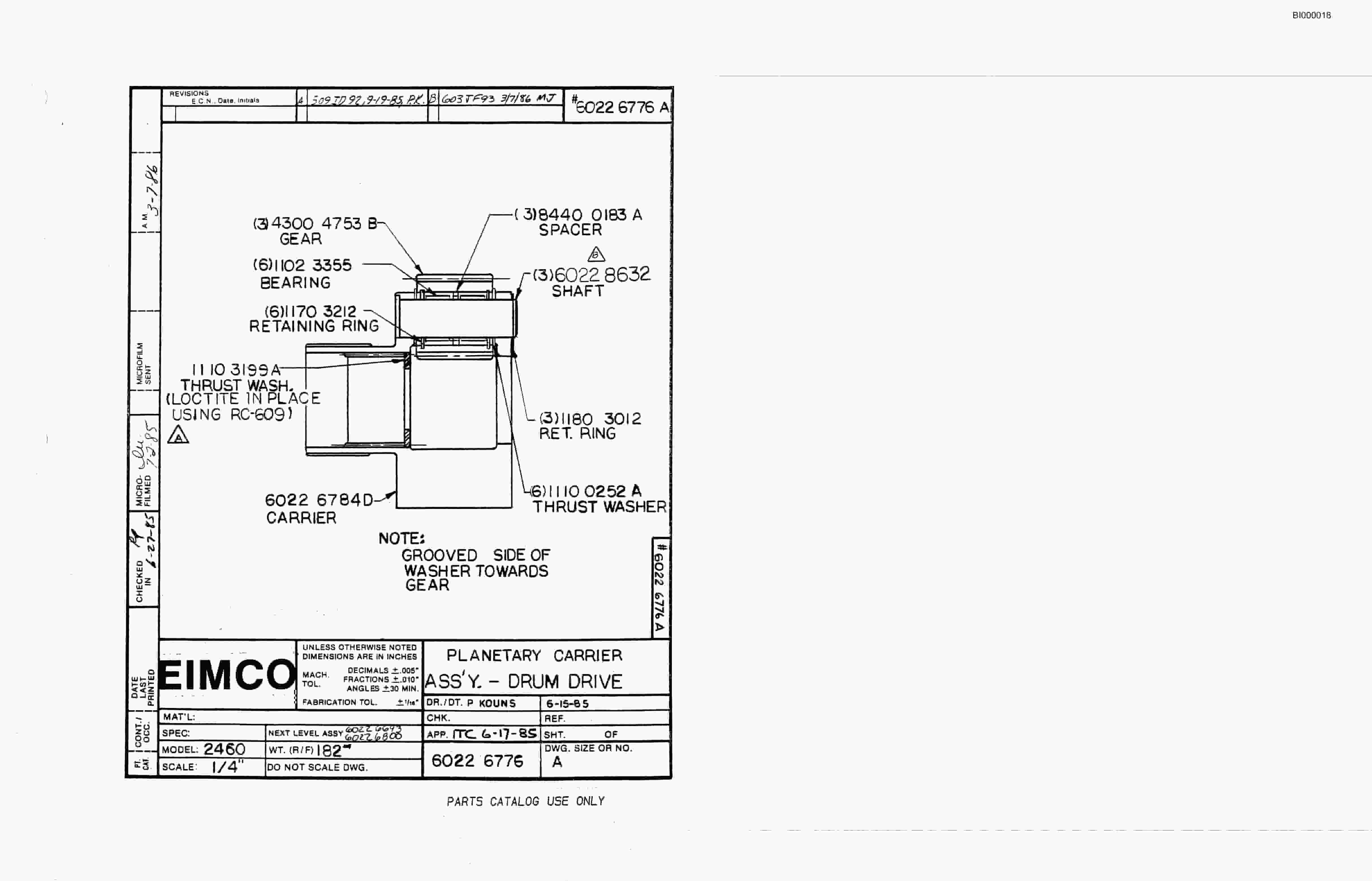 Bucyrus 2810-1 Drum Miner Parts Catalog BI000018-5