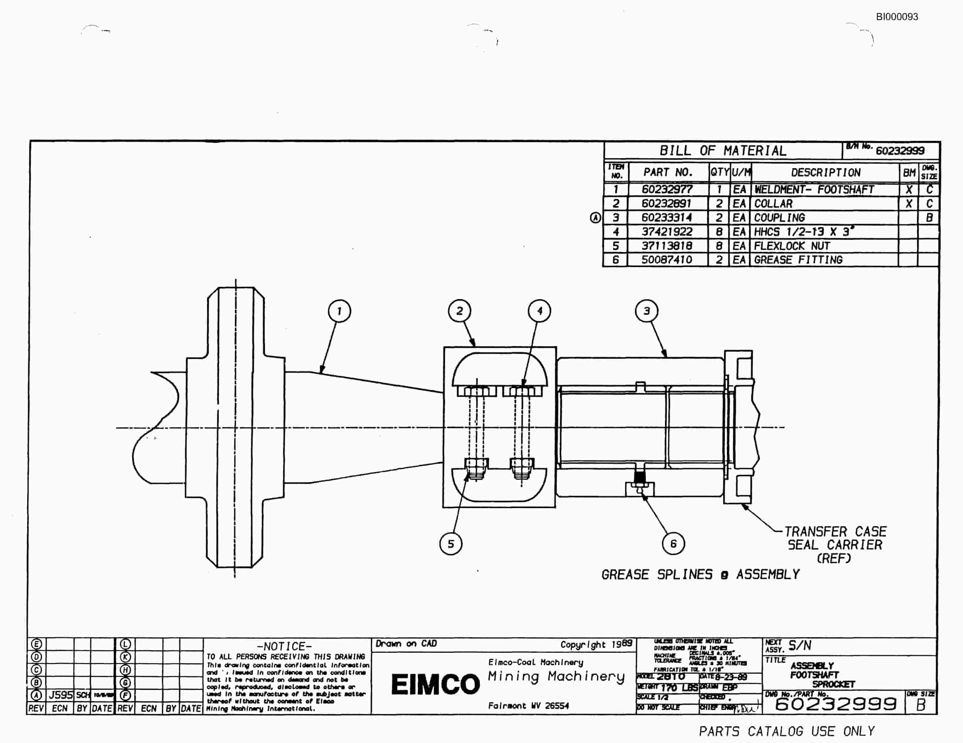 Bucyrus 2810-1 Drum Miner Parts Catalog BI000093-5