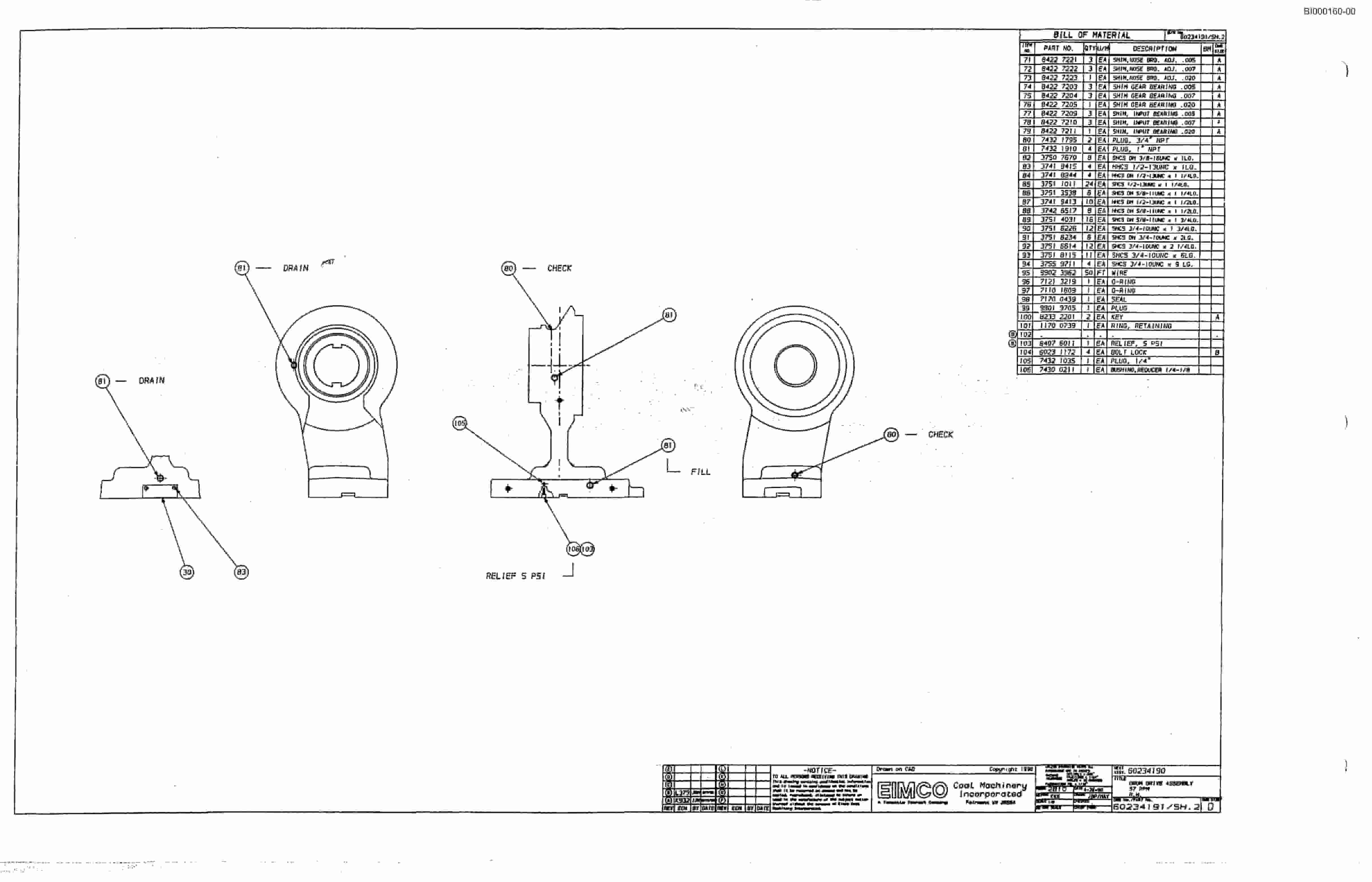Bucyrus 2810-1 Drum Miner Parts Catalog BI000160-4