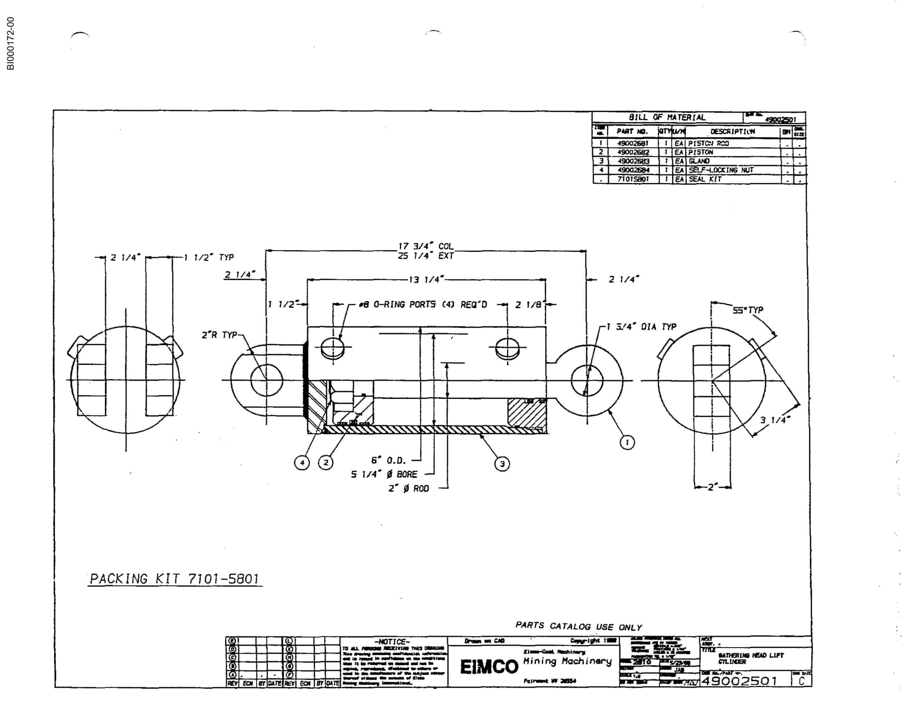 Bucyrus 2810-1 Drum Miner Parts Catalog BI000172-2