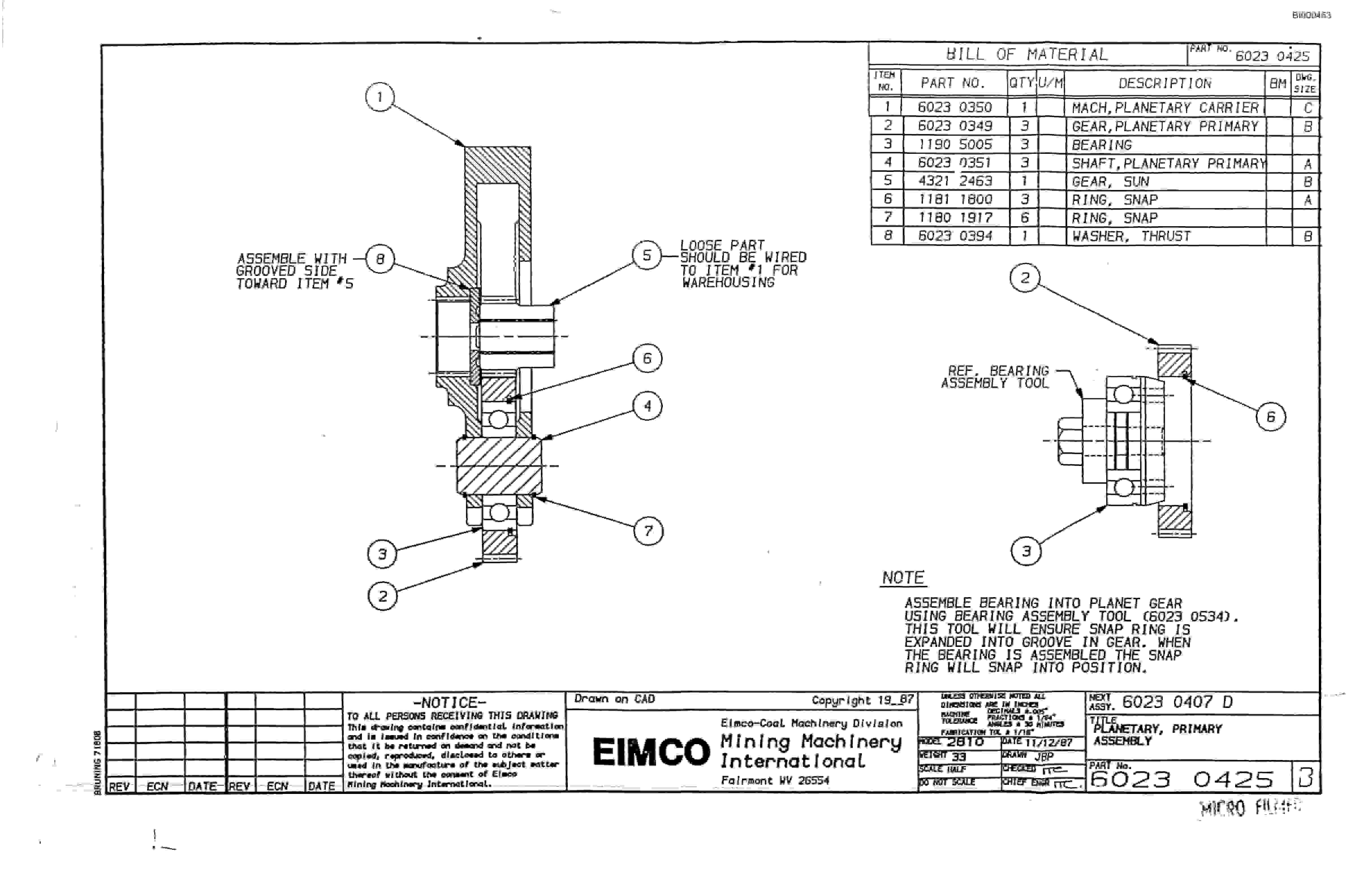 Bucyrus 2810-1 Drum Miner Parts Catalog BI000453-2