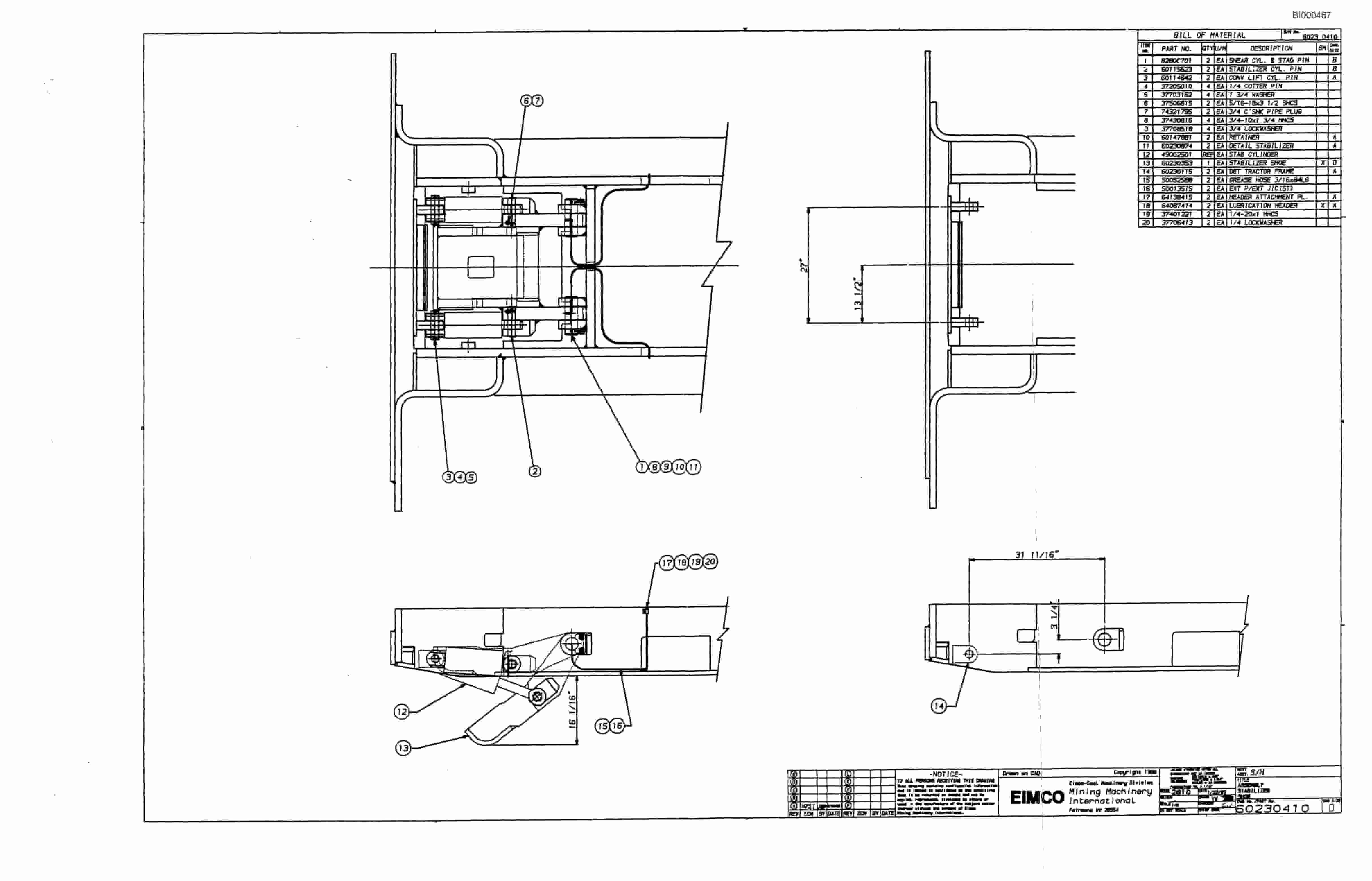 Bucyrus 2810-1 Drum Miner Parts Catalog BI000467-3