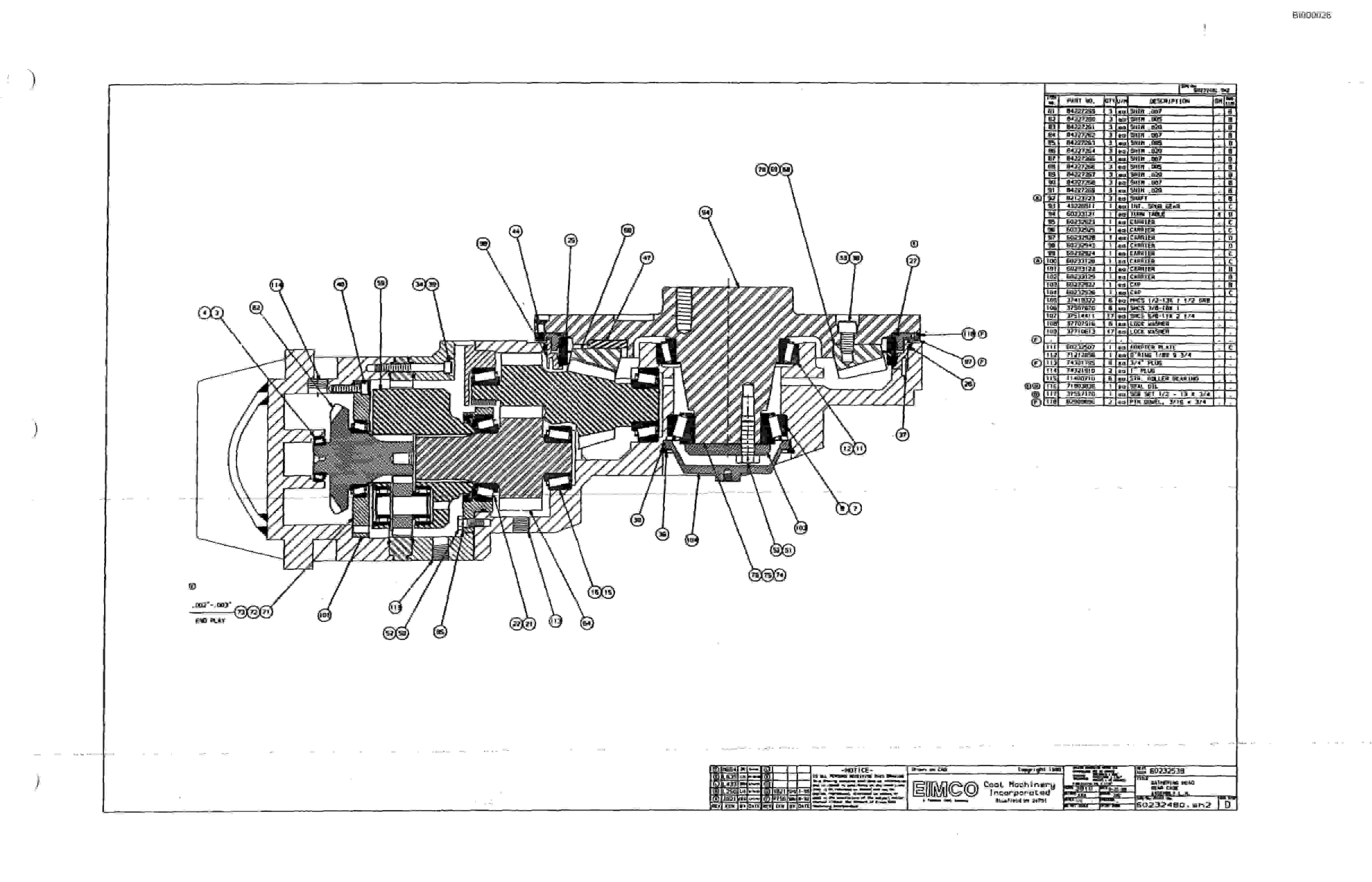 Bucyrus 2810-1 Miner Parts Catalog BI000026-5