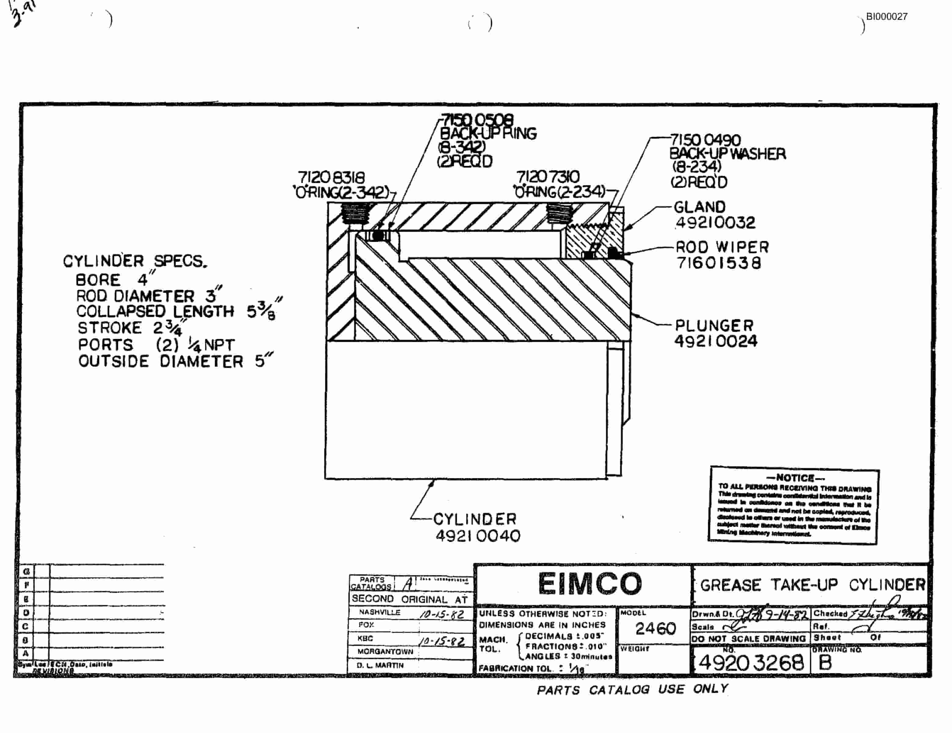 Bucyrus 2810-1 Miner Parts Catalog BI000027-3