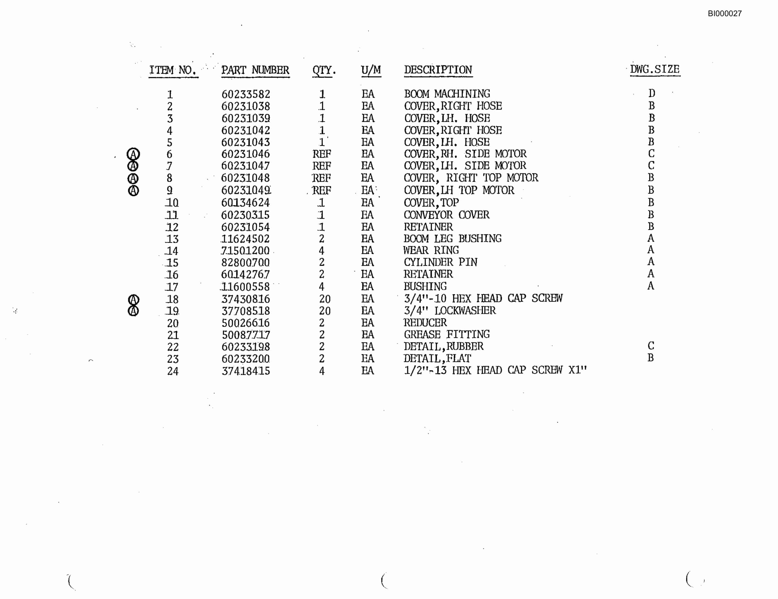 Bucyrus 2810-1 Miner Parts Catalog BI000027-5