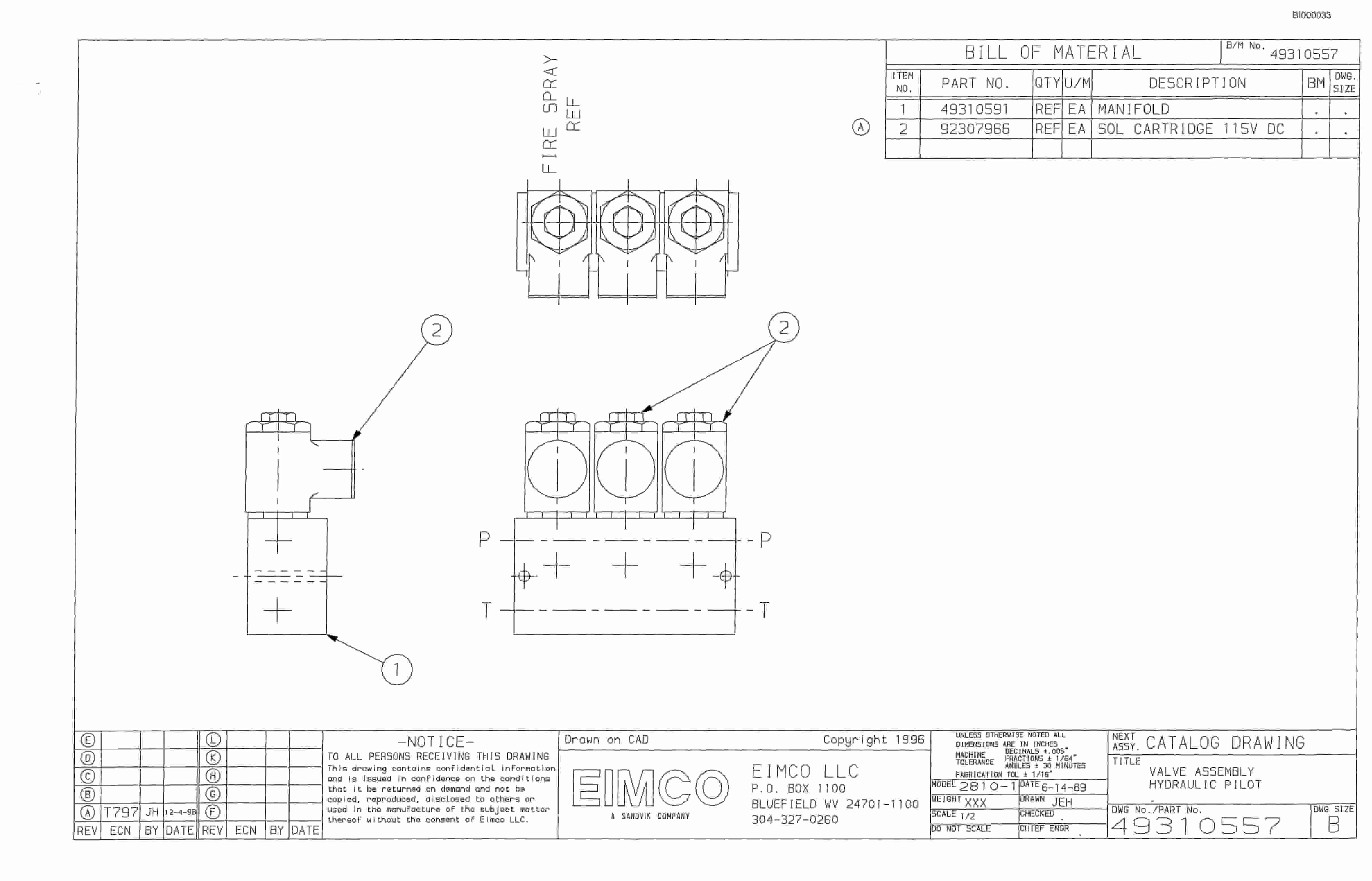 Bucyrus 2810-1 Miner Parts Catalog BI000033-2