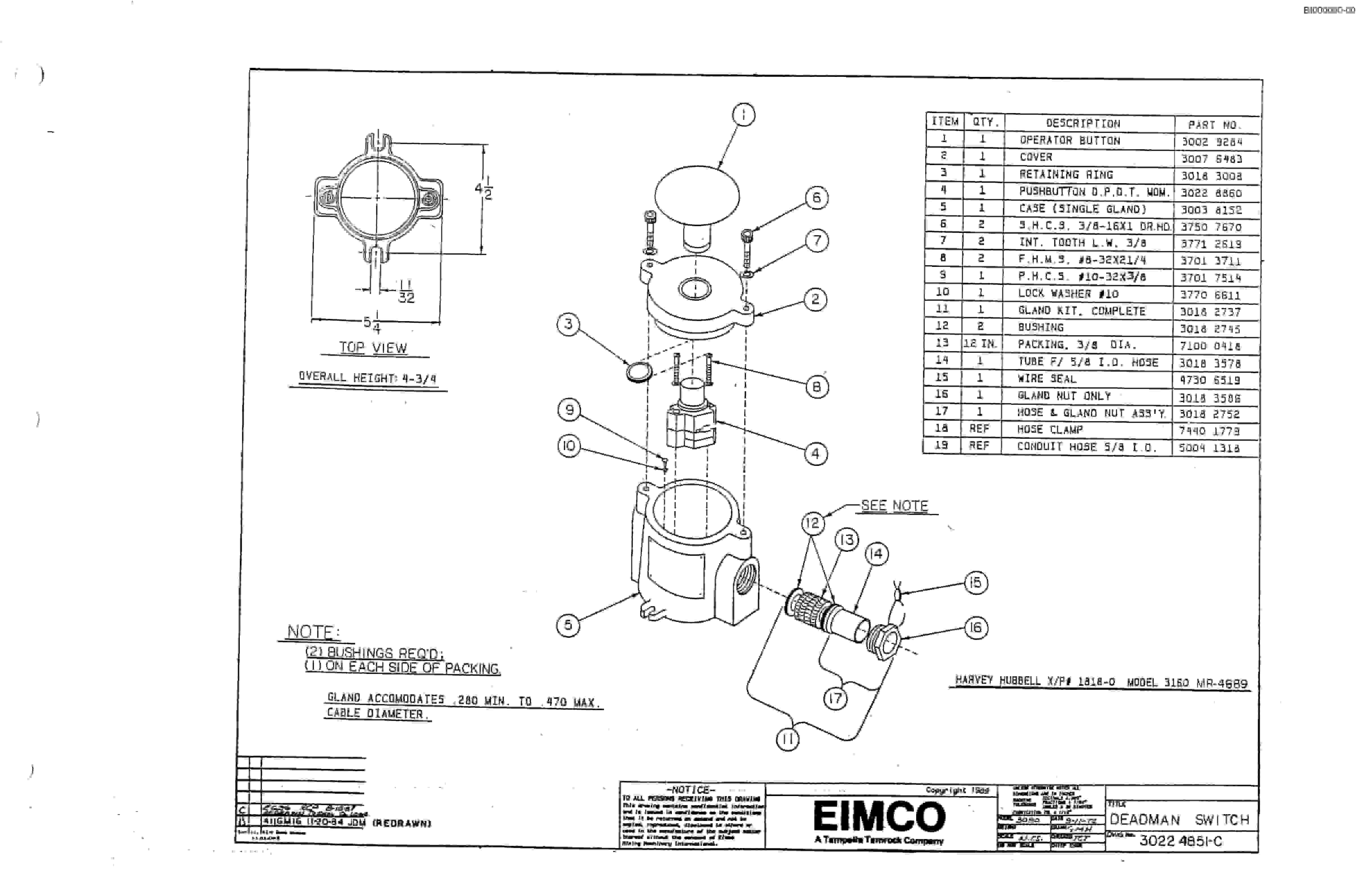 Bucyrus 2810-1 Miner Parts Catalog BI000090-2
