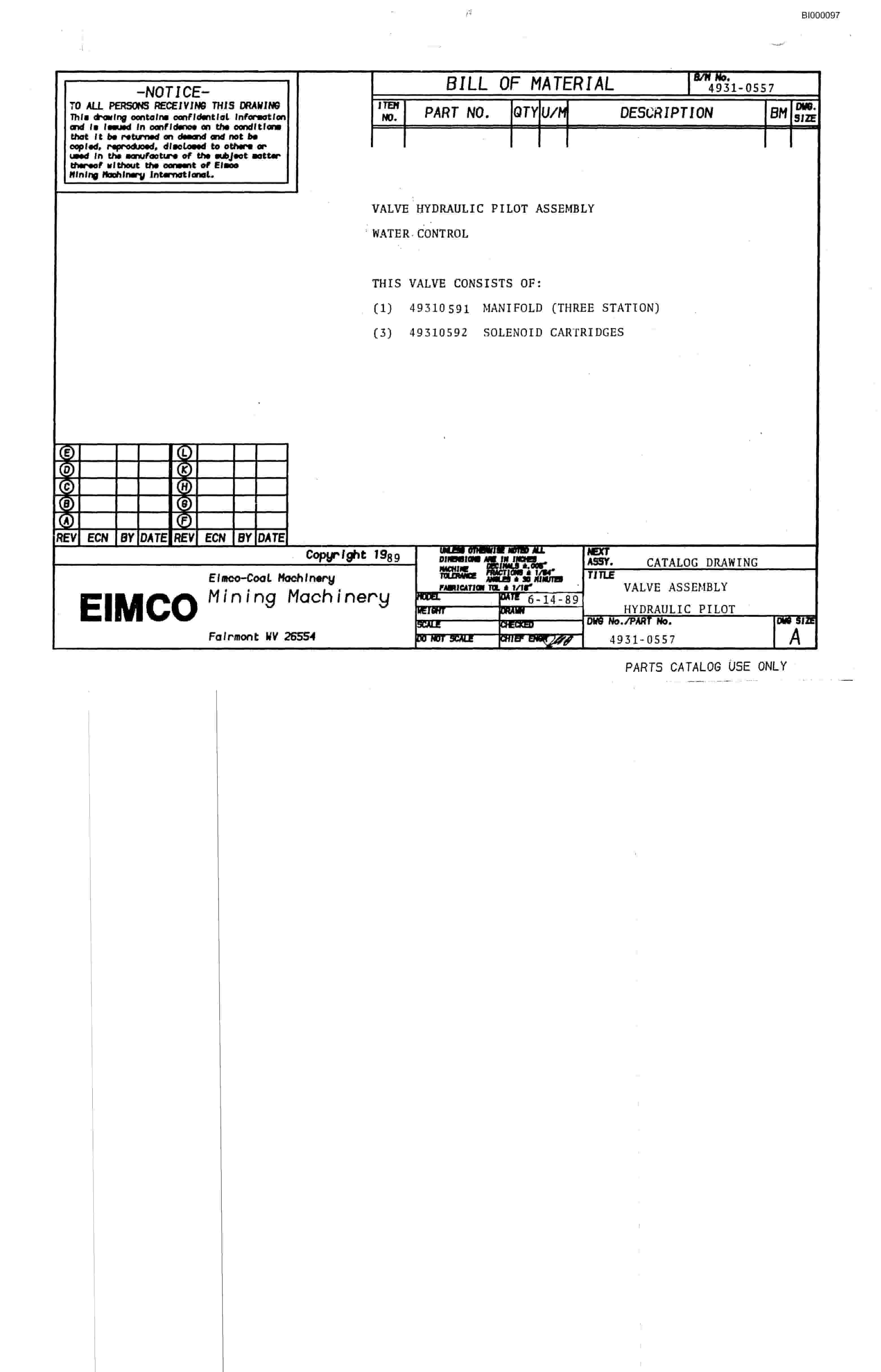 Bucyrus 2810-1 Miner Parts Catalog BI000097-2