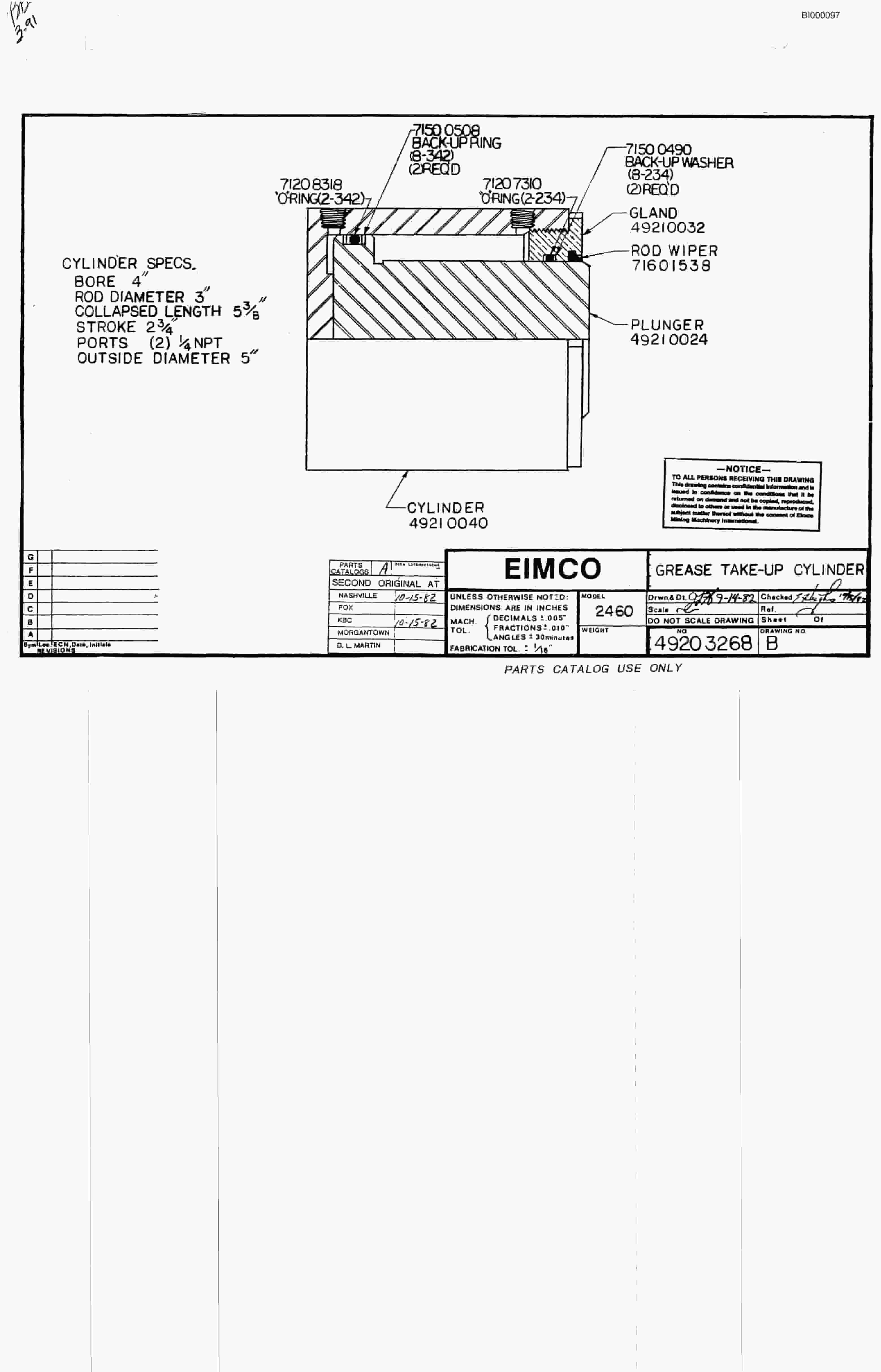 Bucyrus 2810-1 Miner Parts Catalog BI000097-3