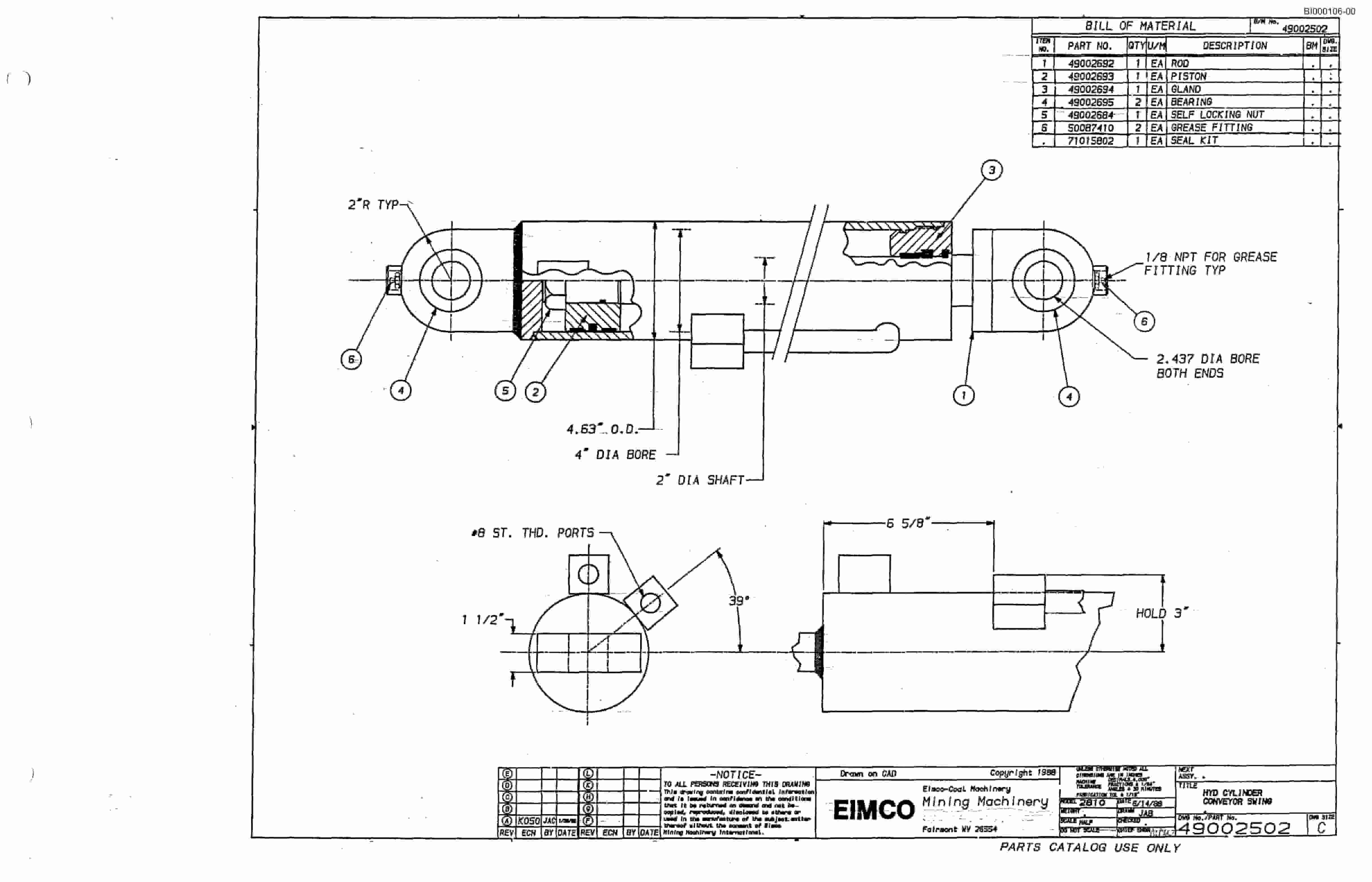 Bucyrus 2810-1 Miner Parts Catalog BI000106-2