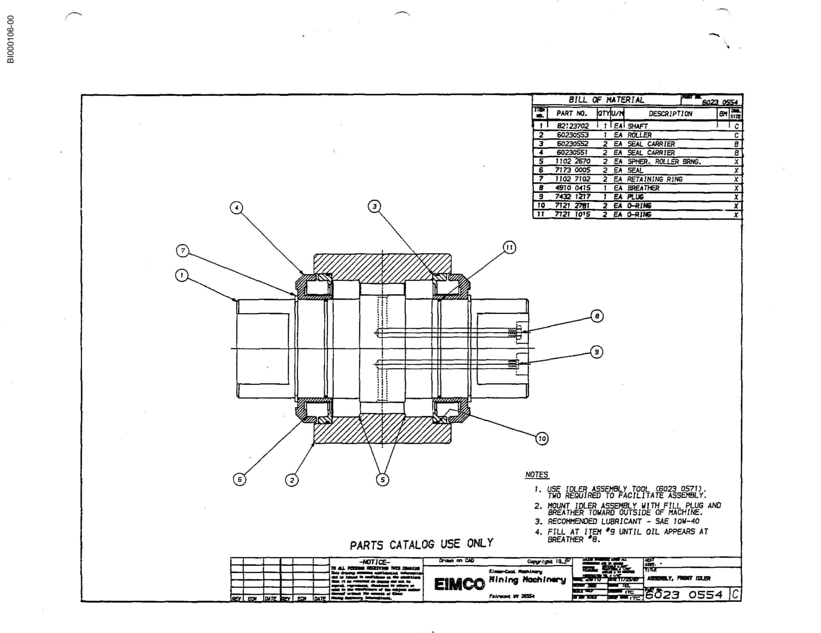 Bucyrus 2810-1 Miner Parts Catalog BI000106-3