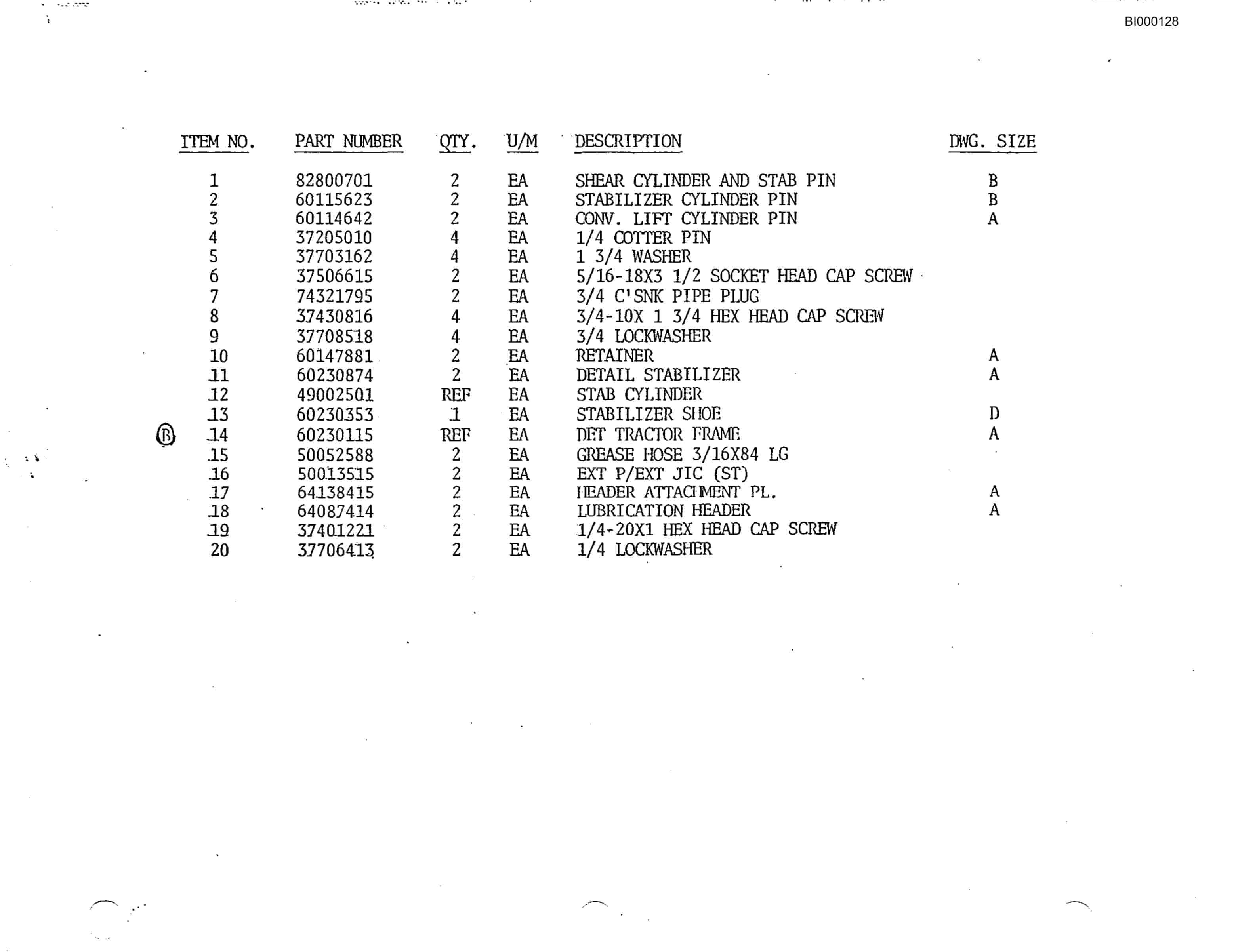 Bucyrus 2810-1 Miner Parts Catalog BI000128-4