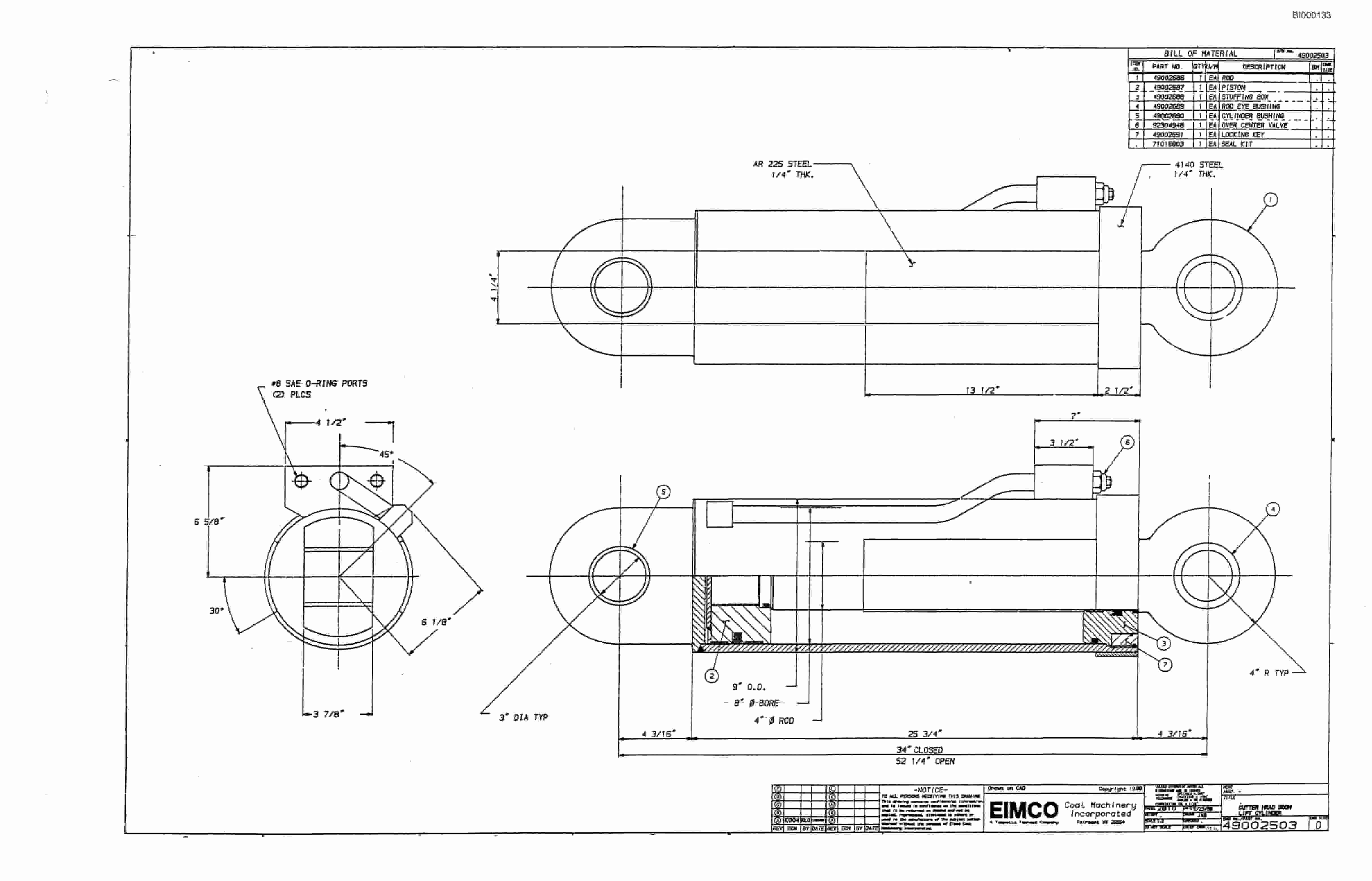 Bucyrus 2810-1 Miner Parts Catalog BI000133-2