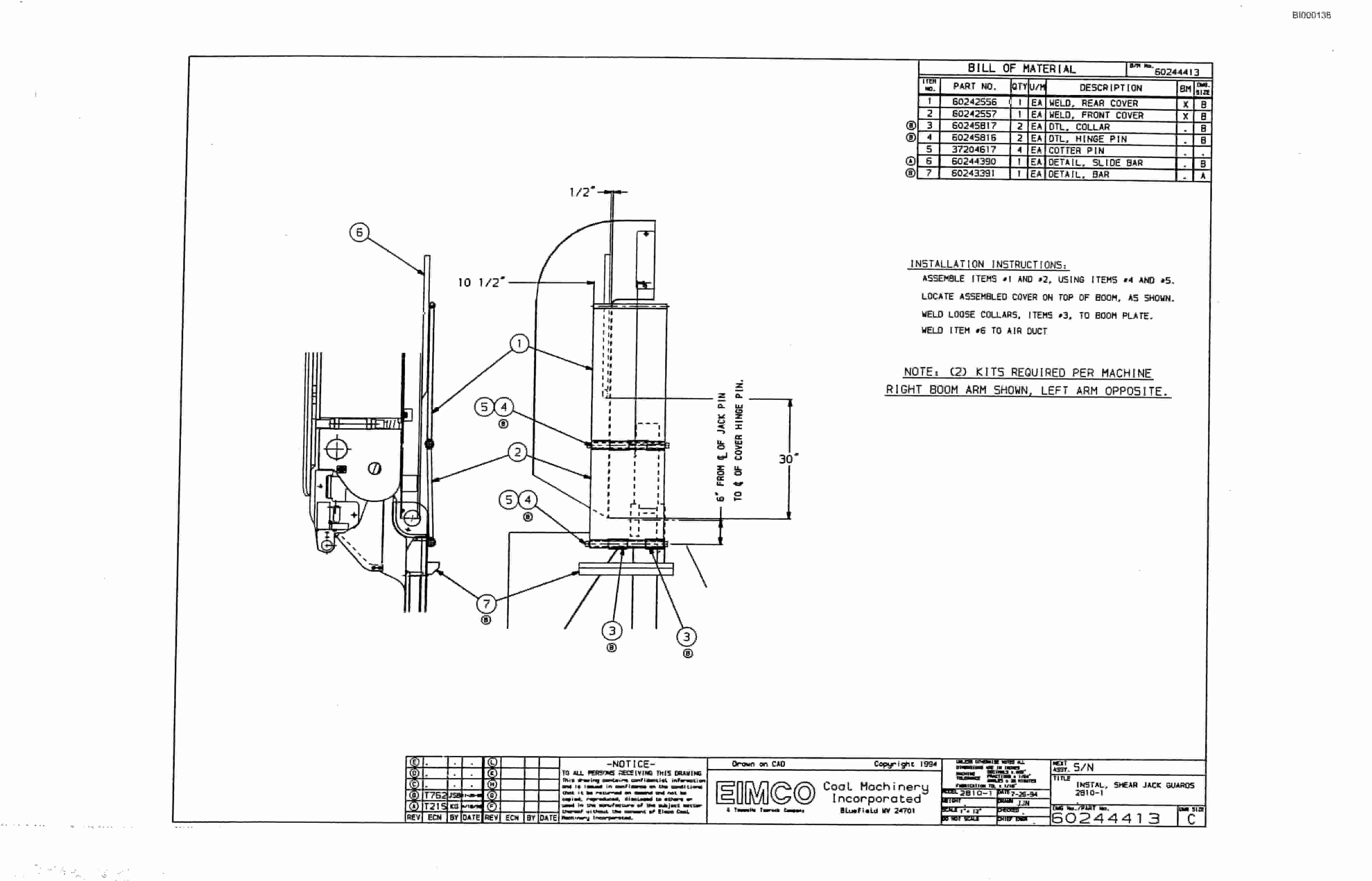 Bucyrus 2810-1 Miner Parts Catalog BI000138-5