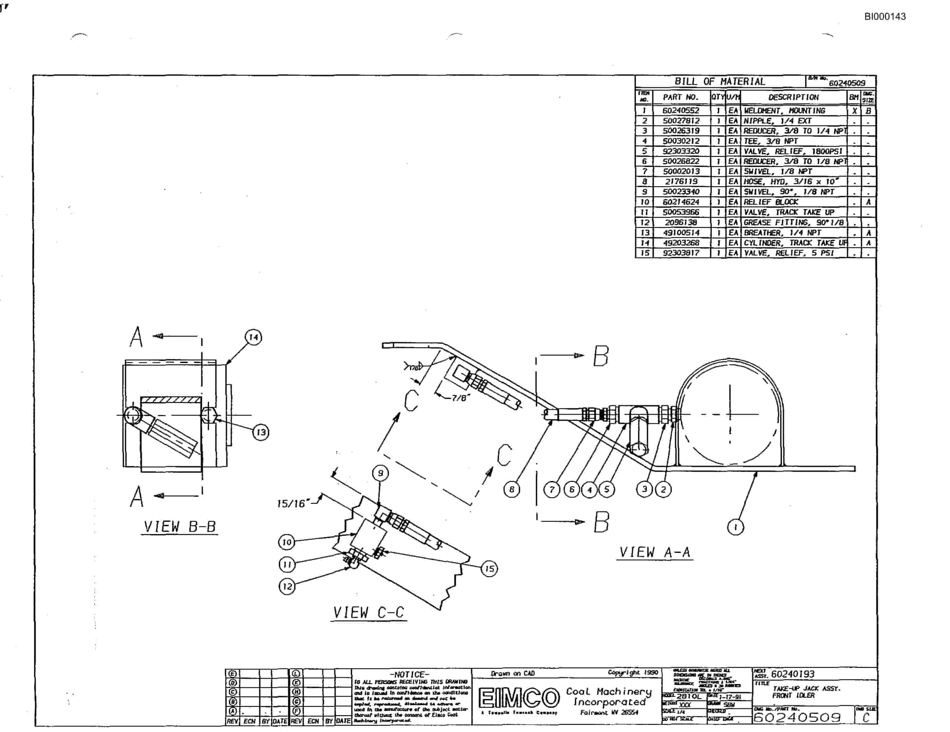 Bucyrus 2810-1 Miner Parts Catalog BI000143-3