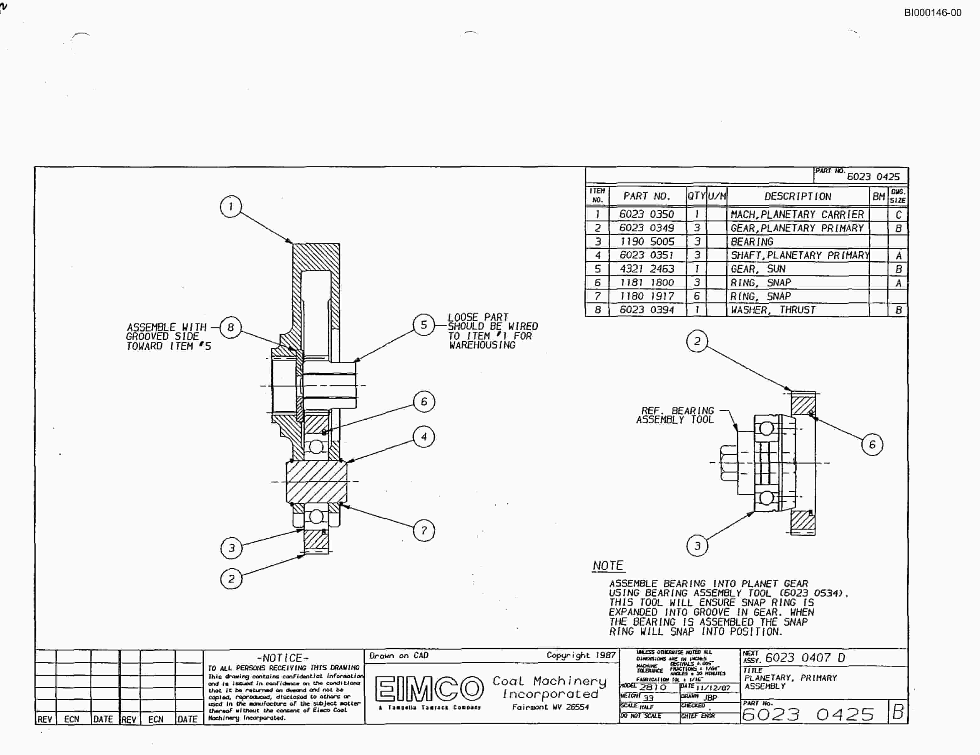 Bucyrus 2810-1 Miner Parts Catalog BI000148-4