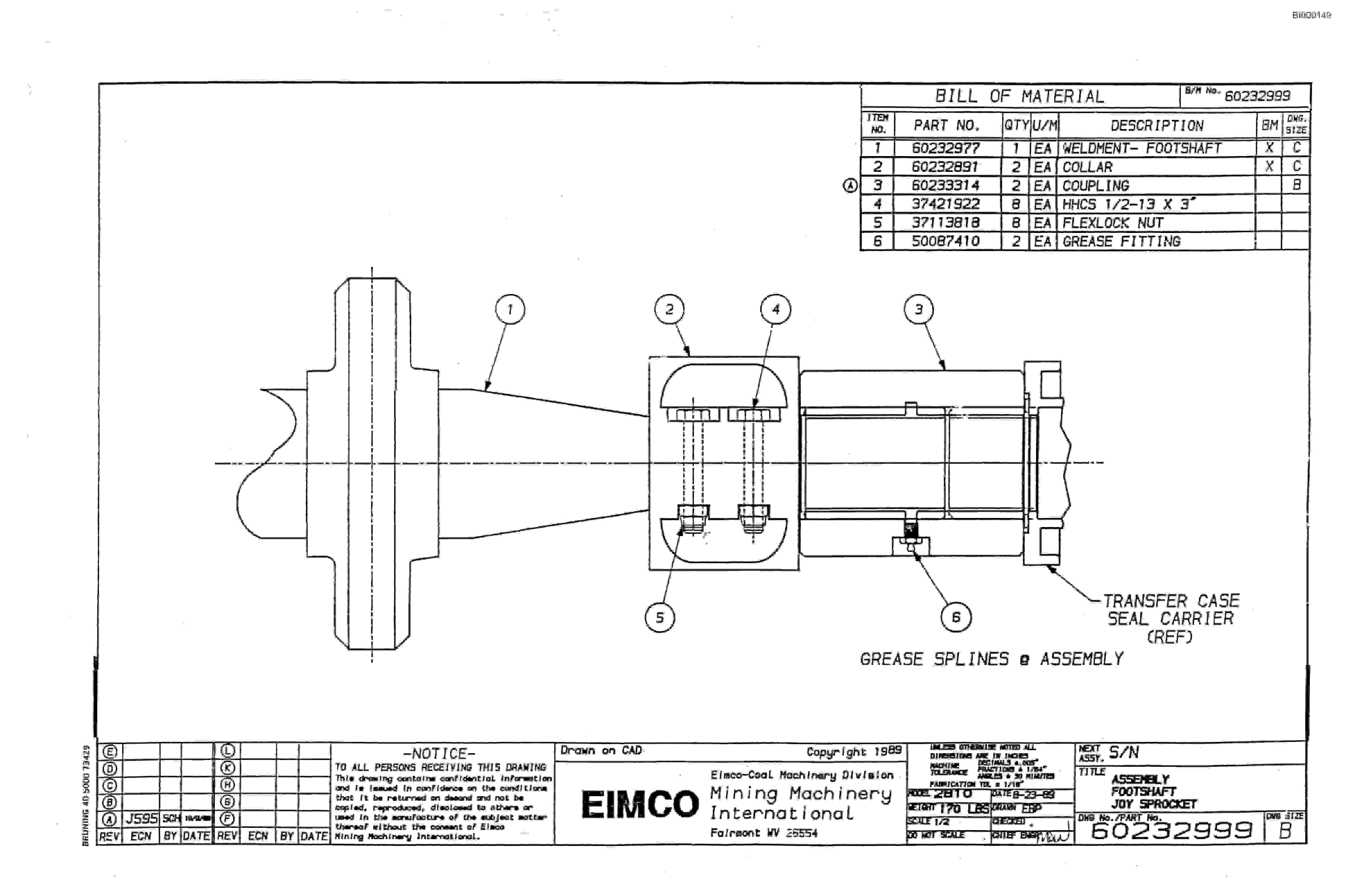 Bucyrus 2810-1 Miner Parts Catalog BI000149-5