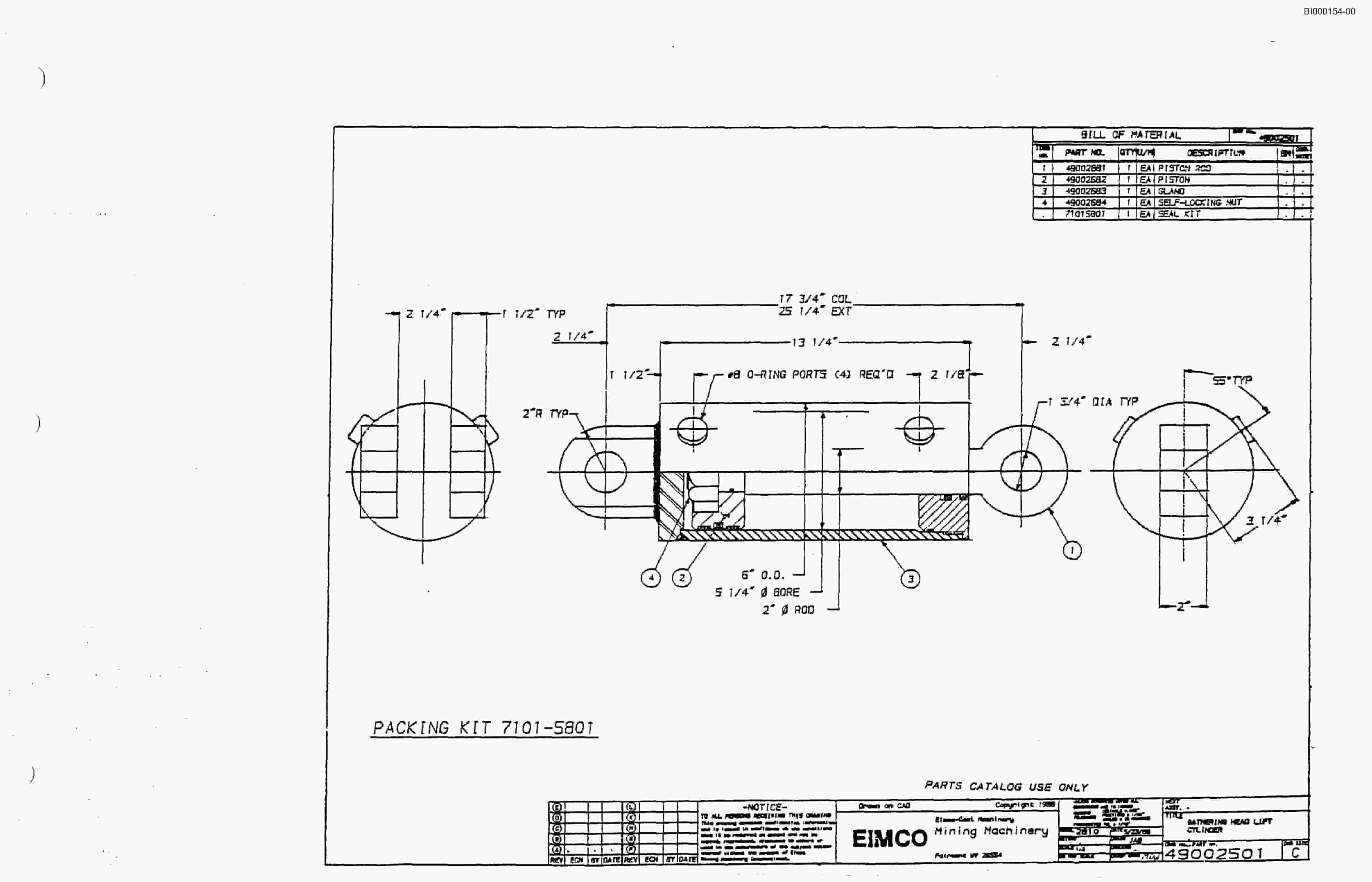 Bucyrus 2810-1 Miner Parts Catalog BI000154-2