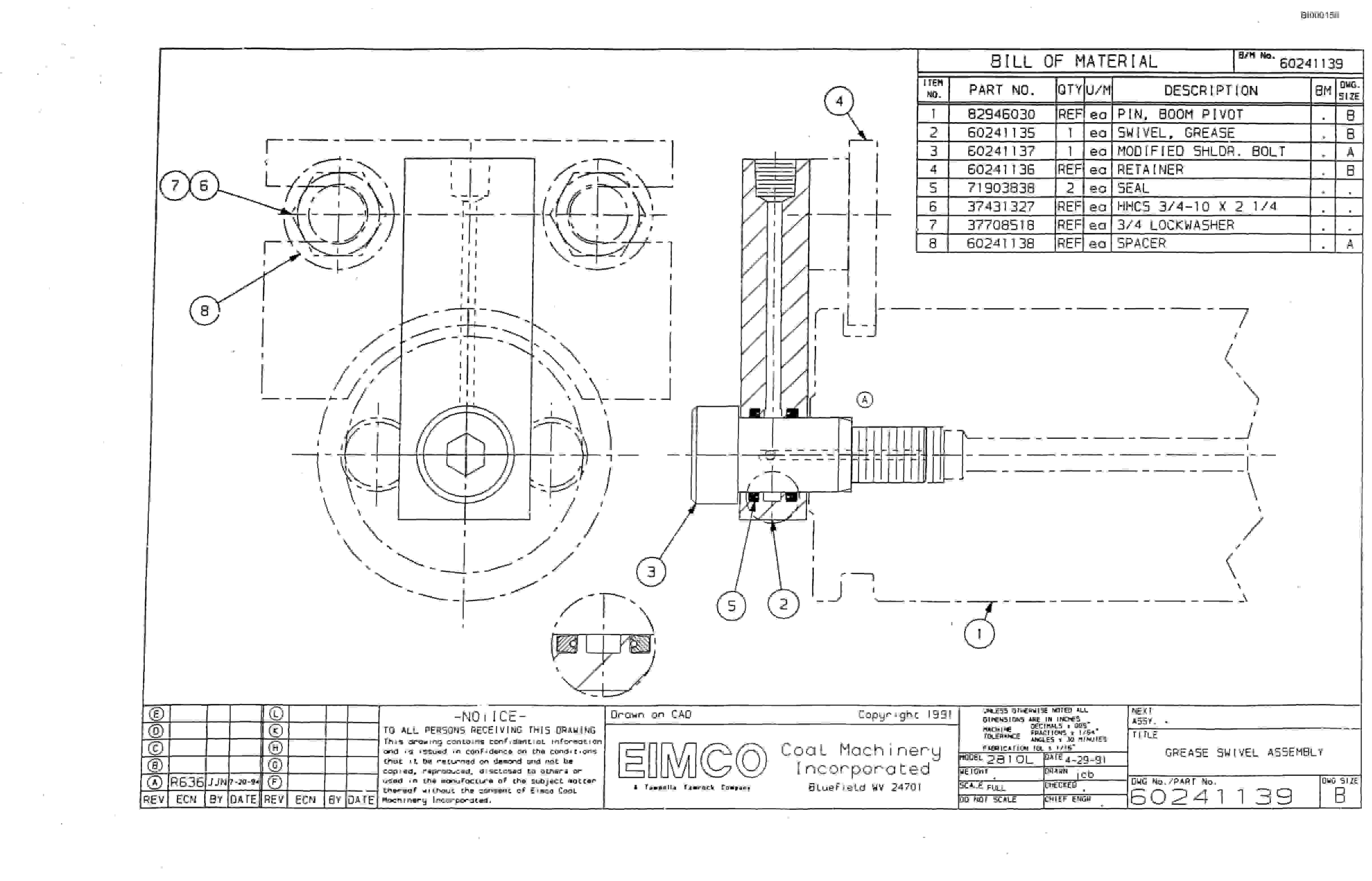 Bucyrus 2810-1 Miner Parts Catalog BI000156-3