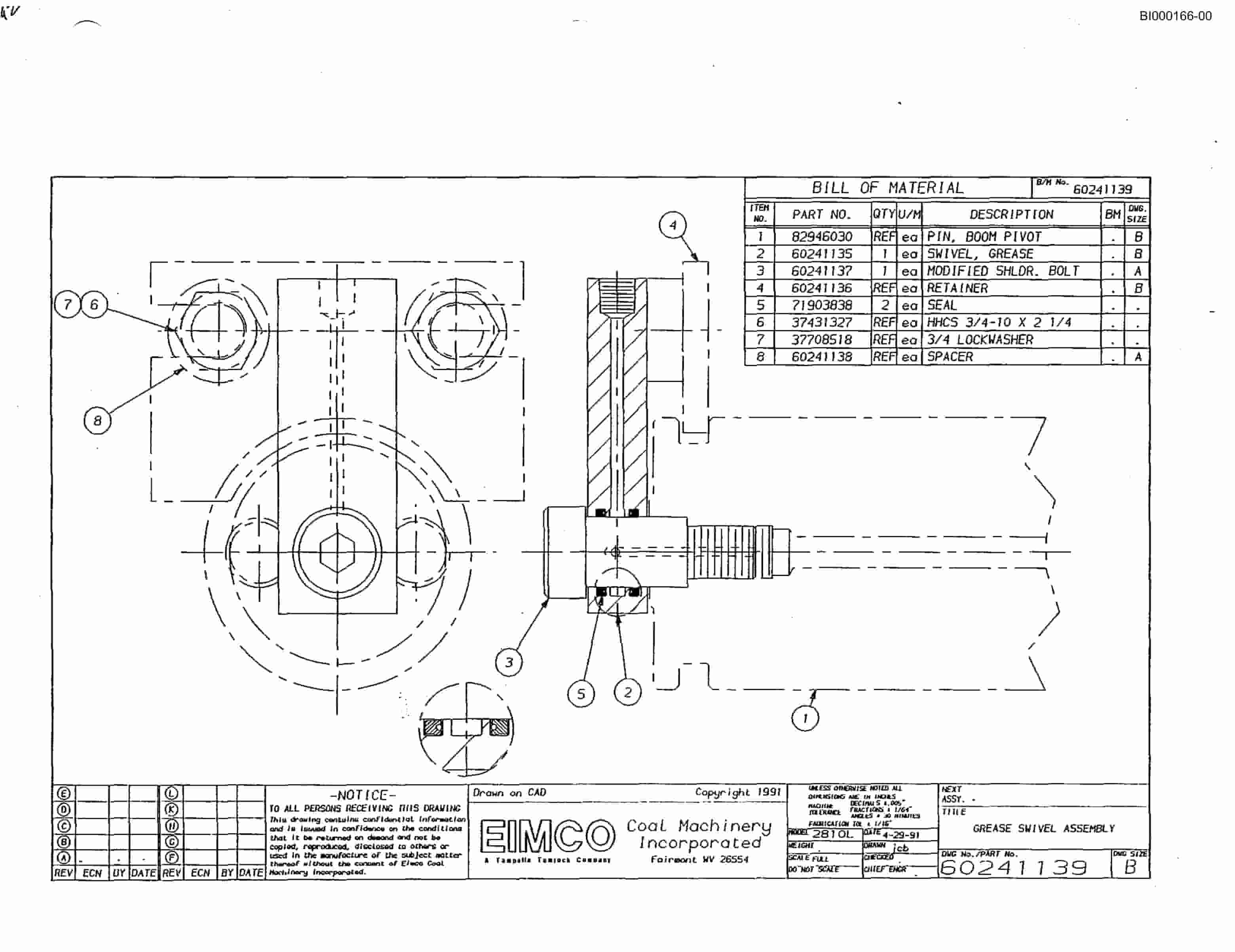 Bucyrus 2810-1 Miner Parts Catalog BI000166-4