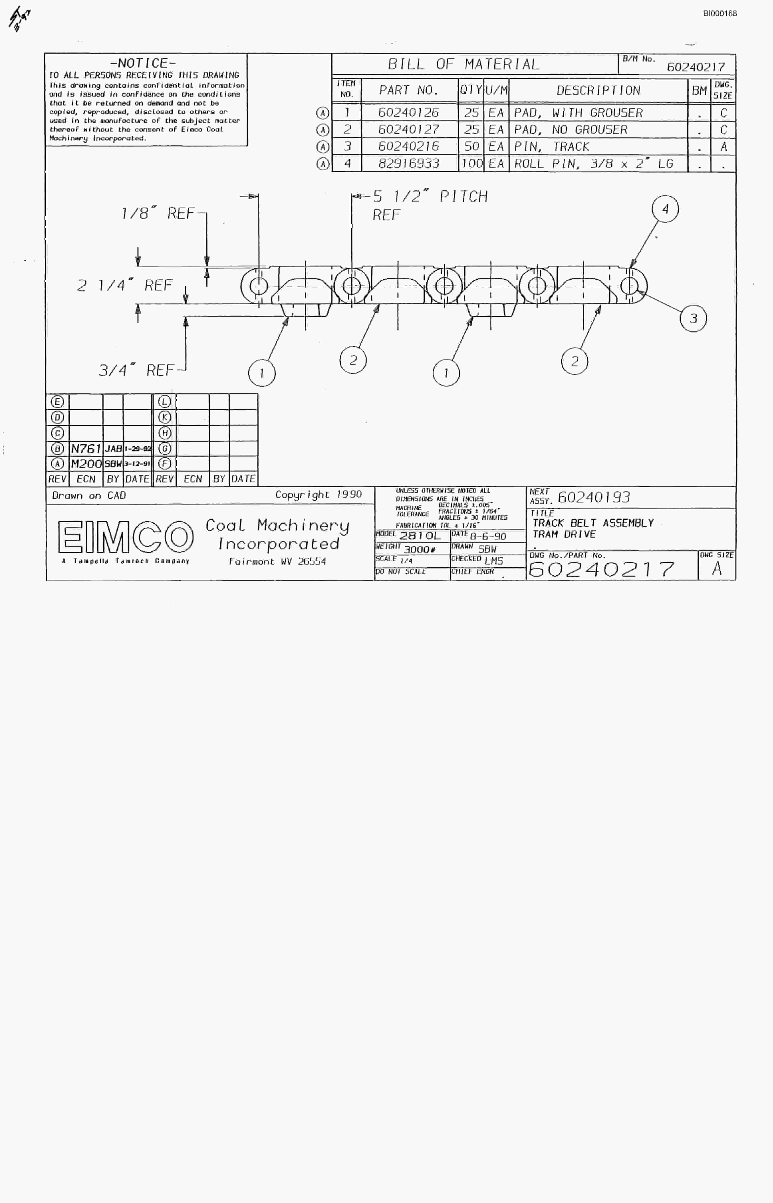 Bucyrus 2810-1 Miner Parts Catalog BI000168-4