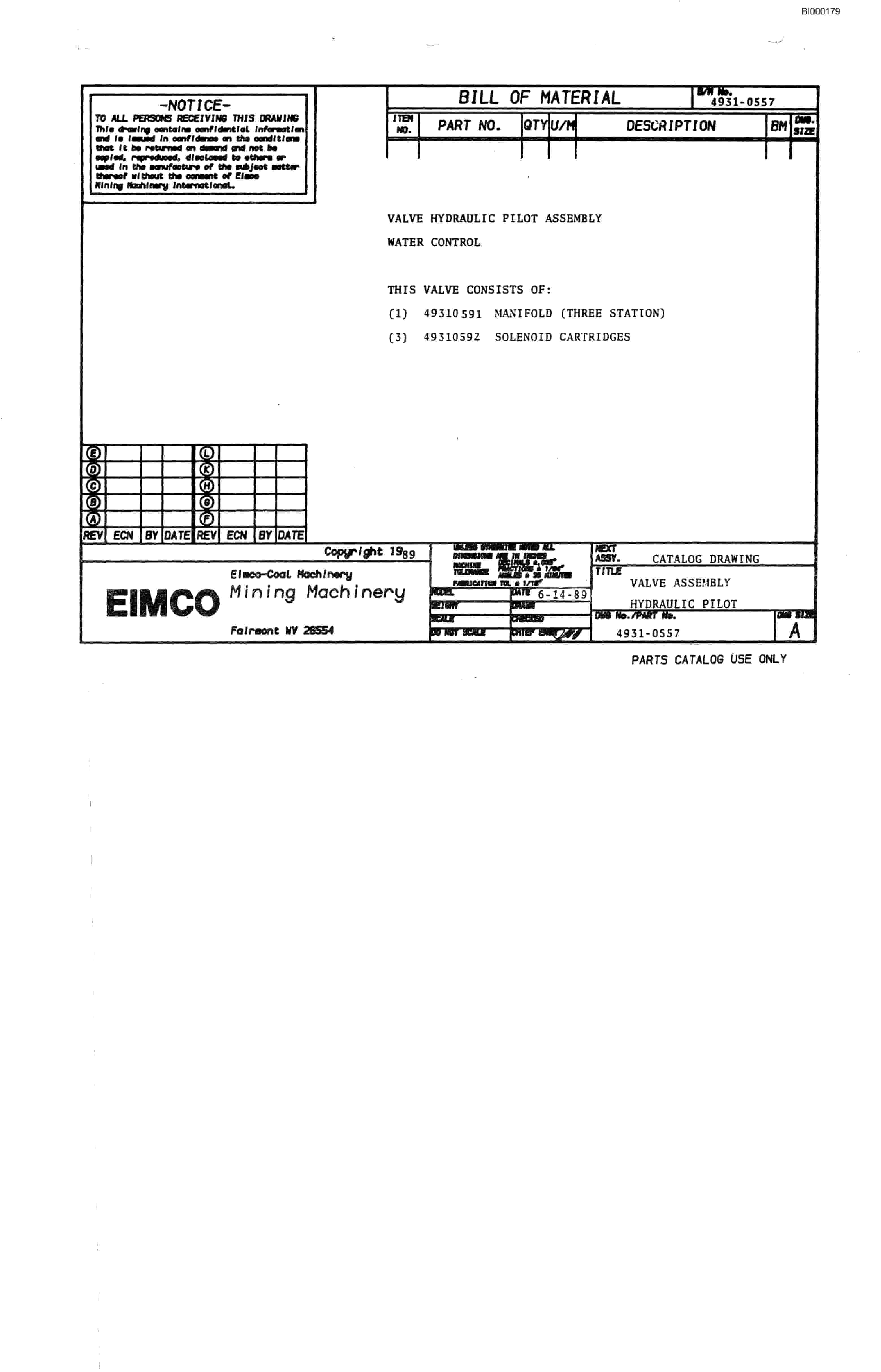 Bucyrus 2810-1 Miner Parts Catalog BI000179-2