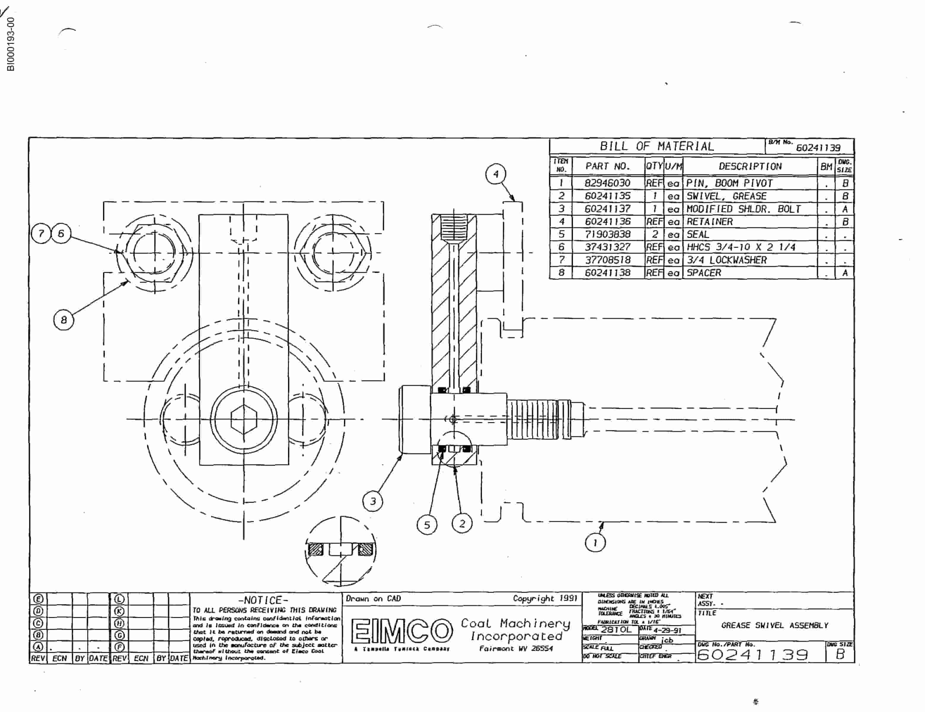 Bucyrus 2810-1 Miner Parts Catalog BI000193-4