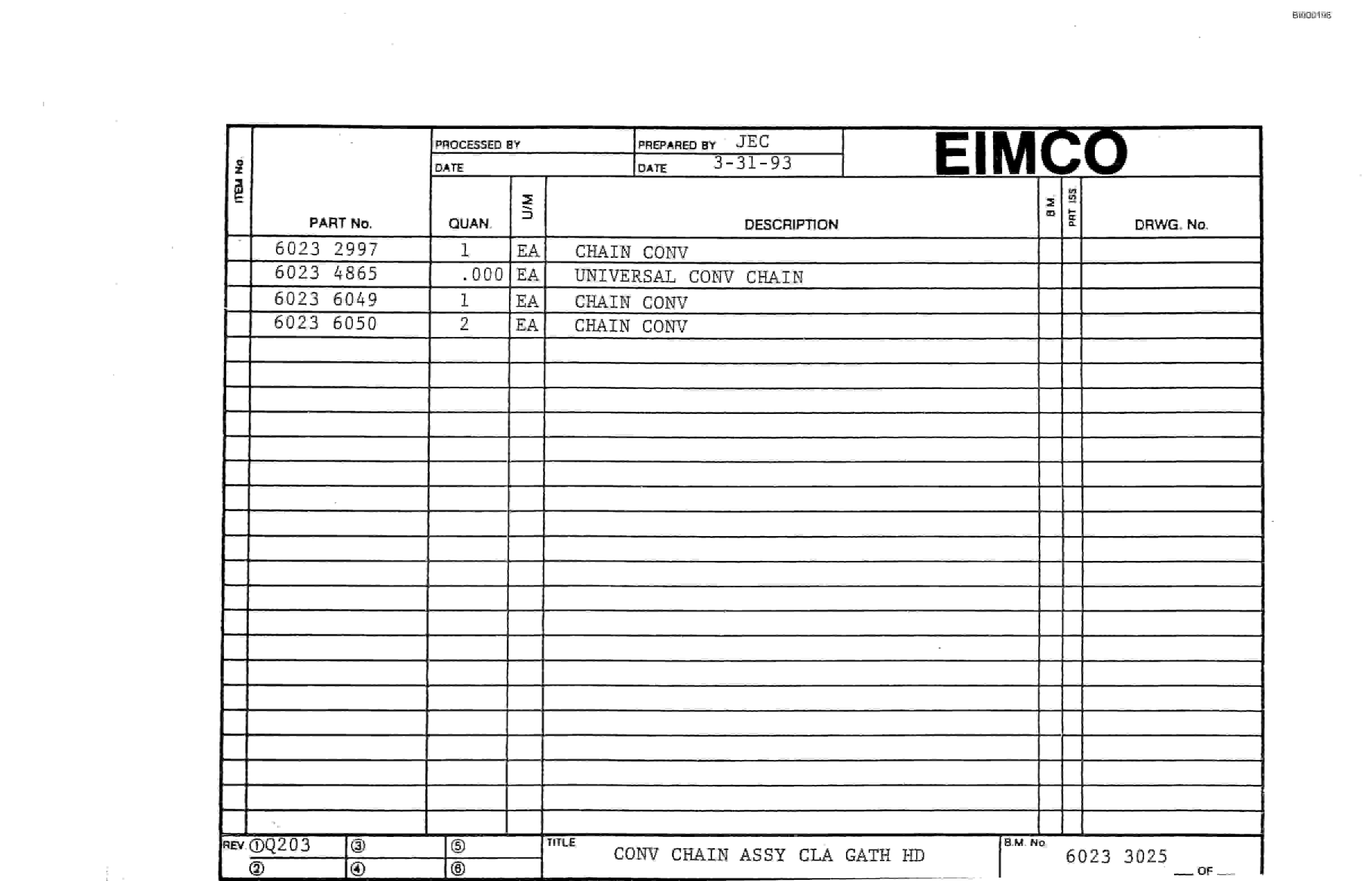 Bucyrus 2810-1 Miner Parts Catalog BI000196-5