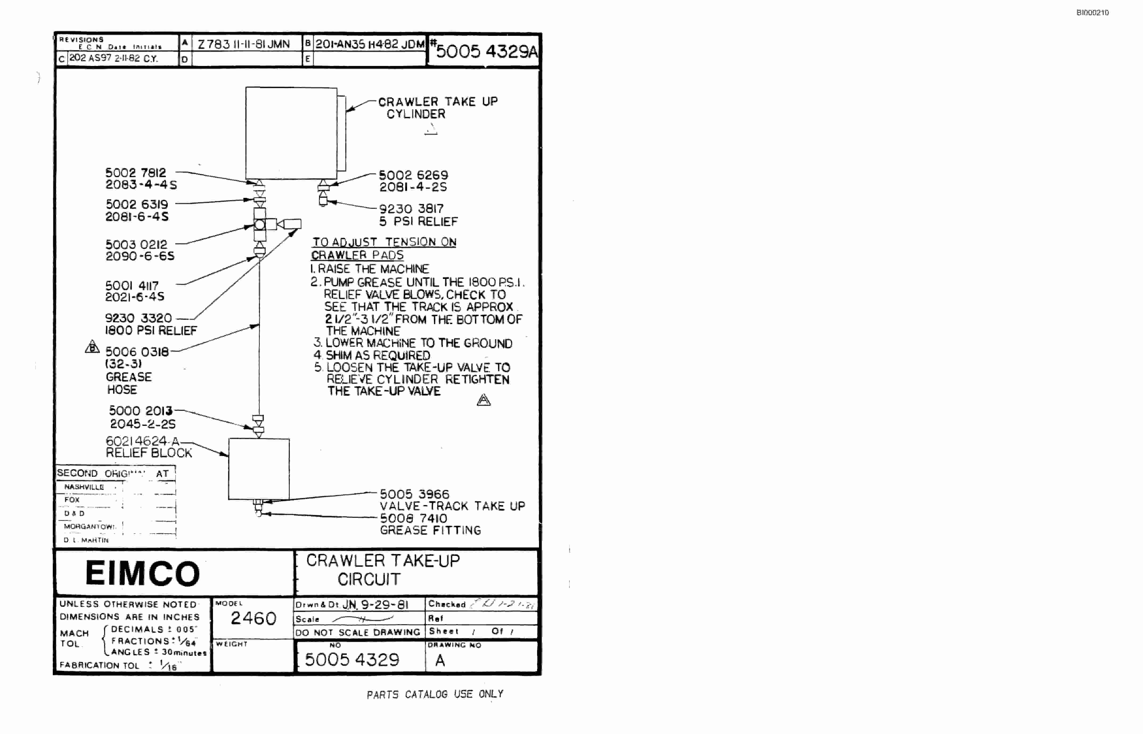 Bucyrus 2810-1 Miner Parts Catalog BI000210-3