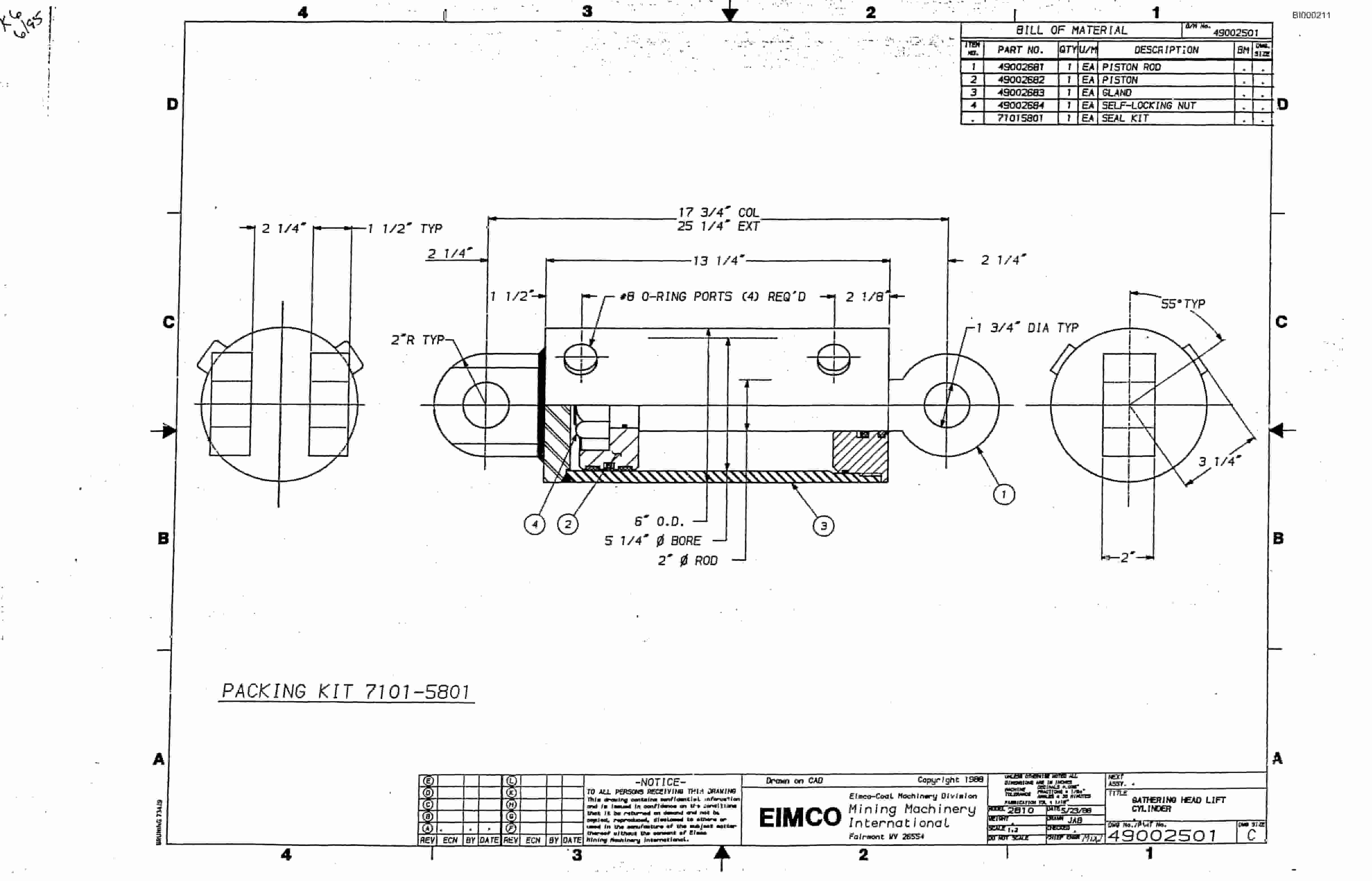 Bucyrus 2810-1 Miner Parts Catalog BI000211-2