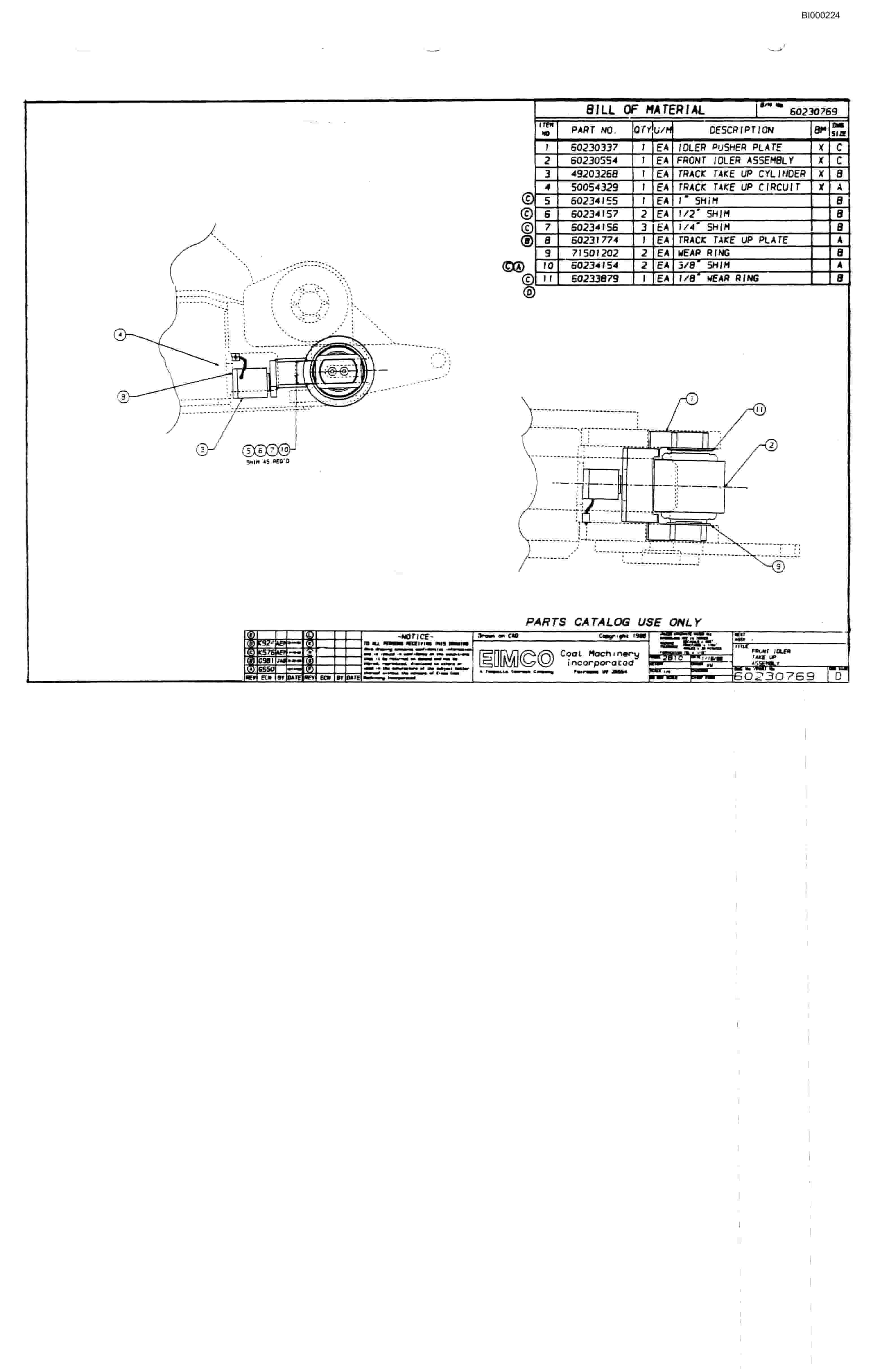 Bucyrus 2810-1 Miner Parts Catalog BI000224-3